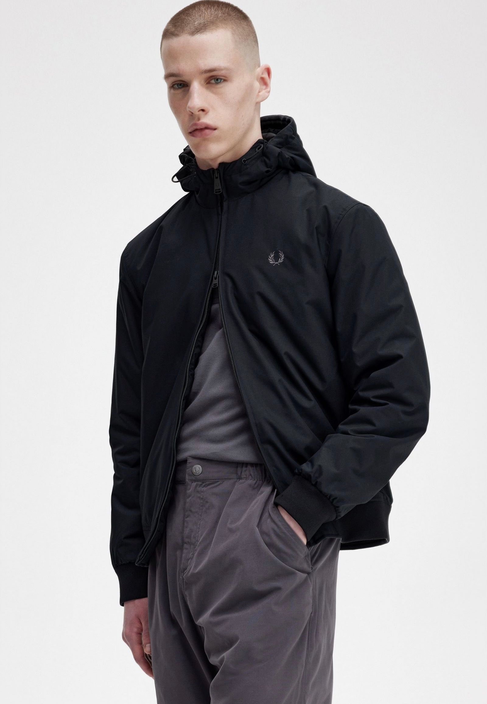 Fred Perry - Padded Hooded Brentham Black/Gunmetal - Jacket | Men-Image