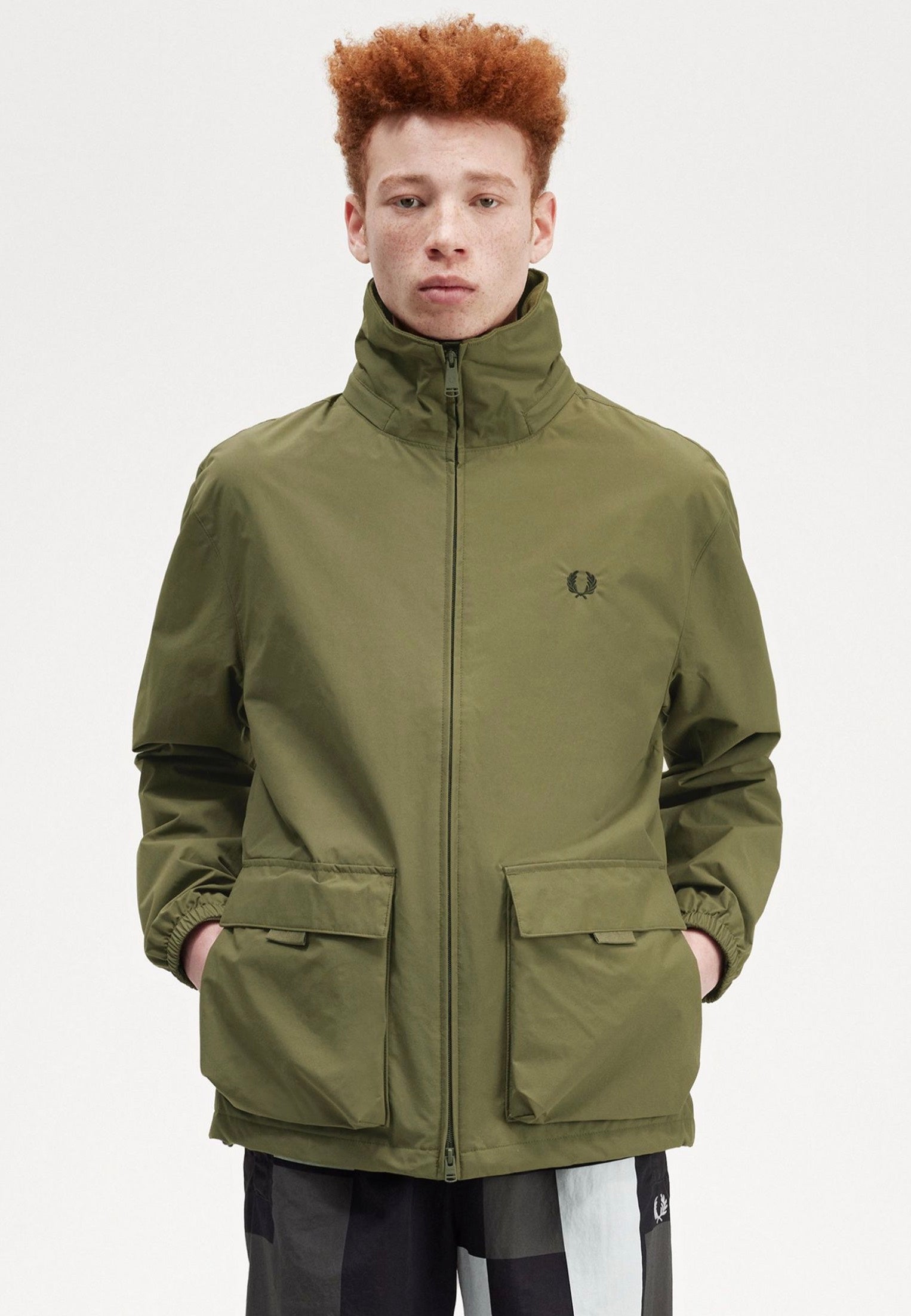 Fred Perry - Patch Pocket Zip Through Uniform Green - Jacket | Men-Image