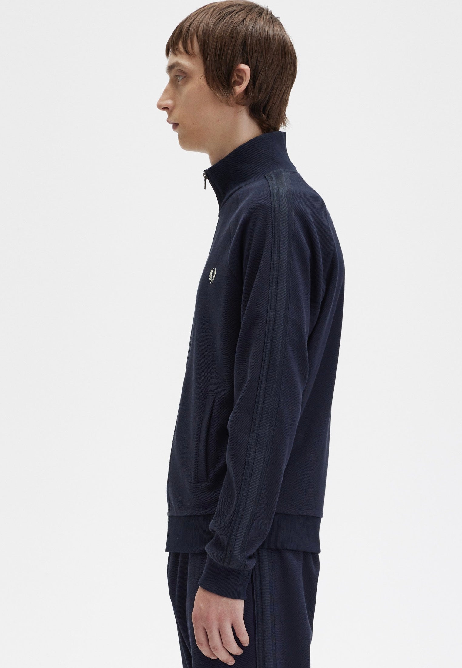 Fred Perry - Knitted Tape Track Navy - Track Jacket | Men-Image