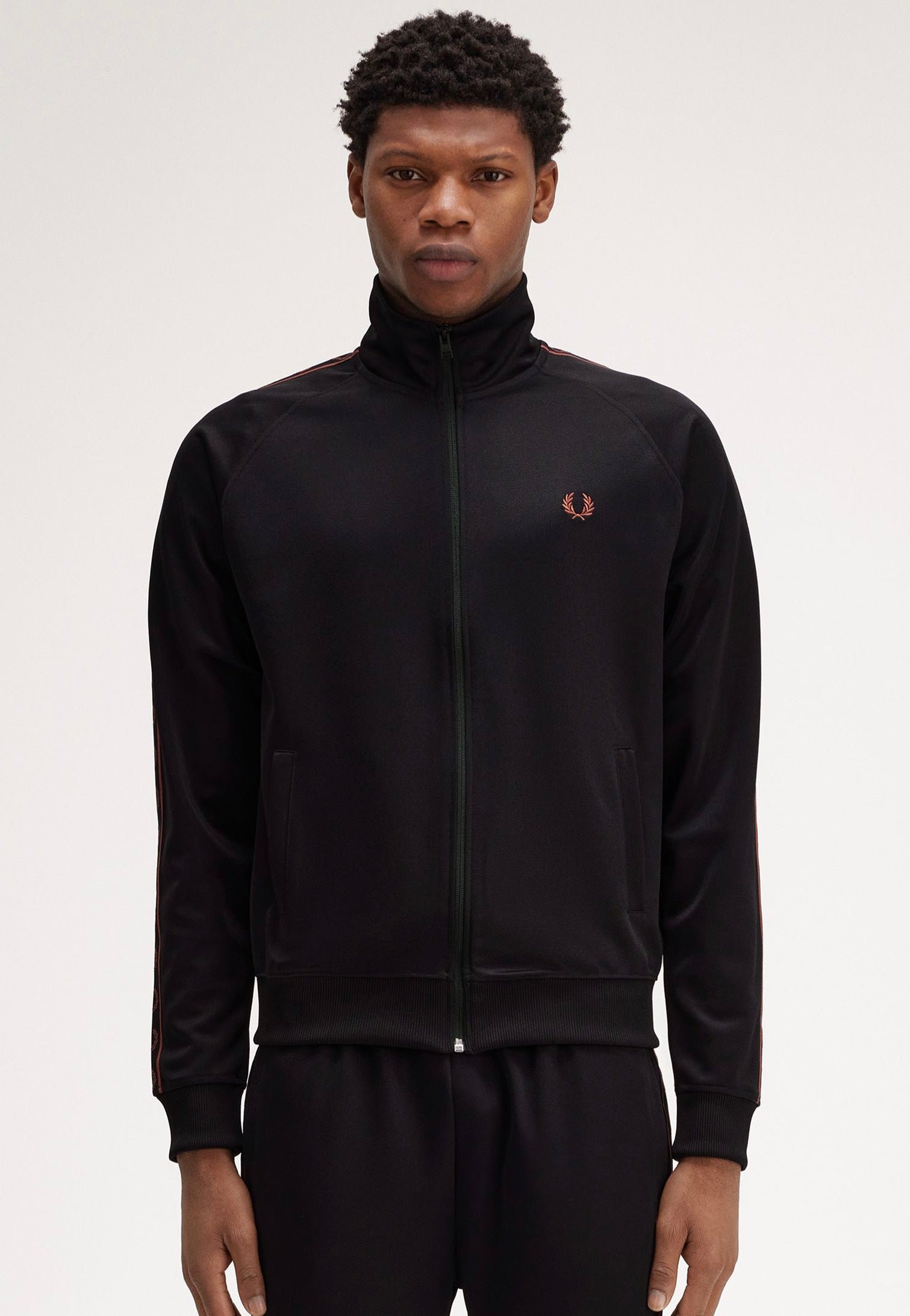 Fred Perry - Contrast Tape Track Black/Whisky Brown - Track Jacket | Men-Image