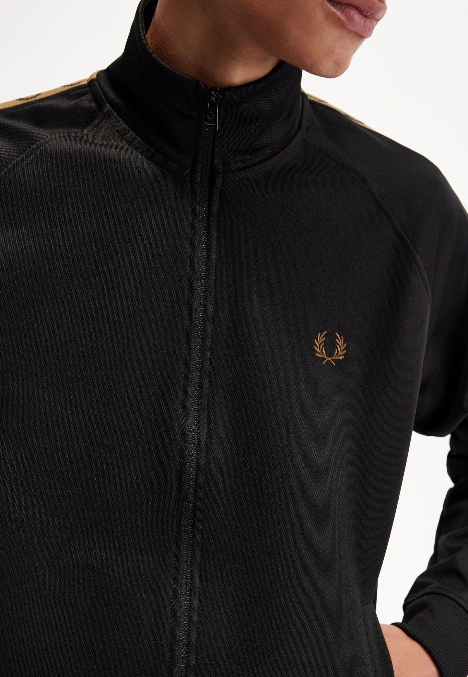 Fred Perry - Contrast Tape Track Black/Warm Stone - Track Jacket | Men-Image