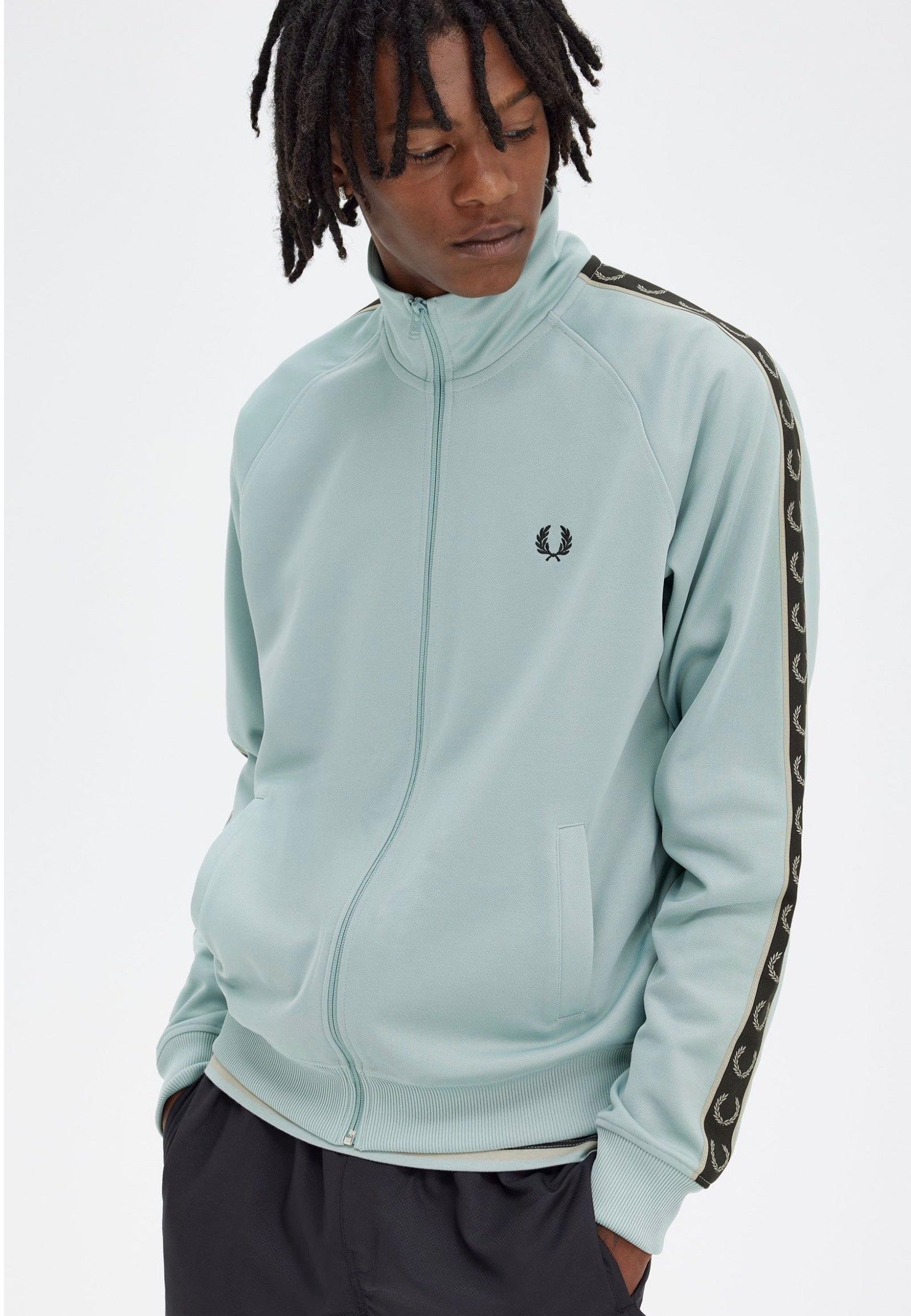 Fred Perry - Contrast Tape Silver Blue/Warm Grey - Track Jacket | Men-Image