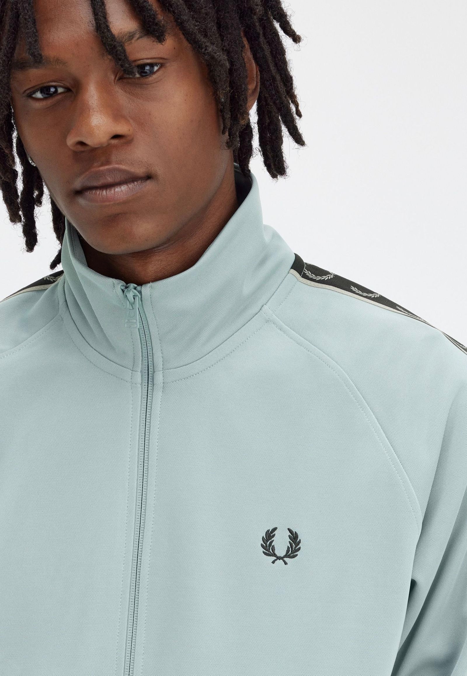 Fred Perry - Contrast Tape Silver Blue/Warm Grey - Track Jacket | Men-Image