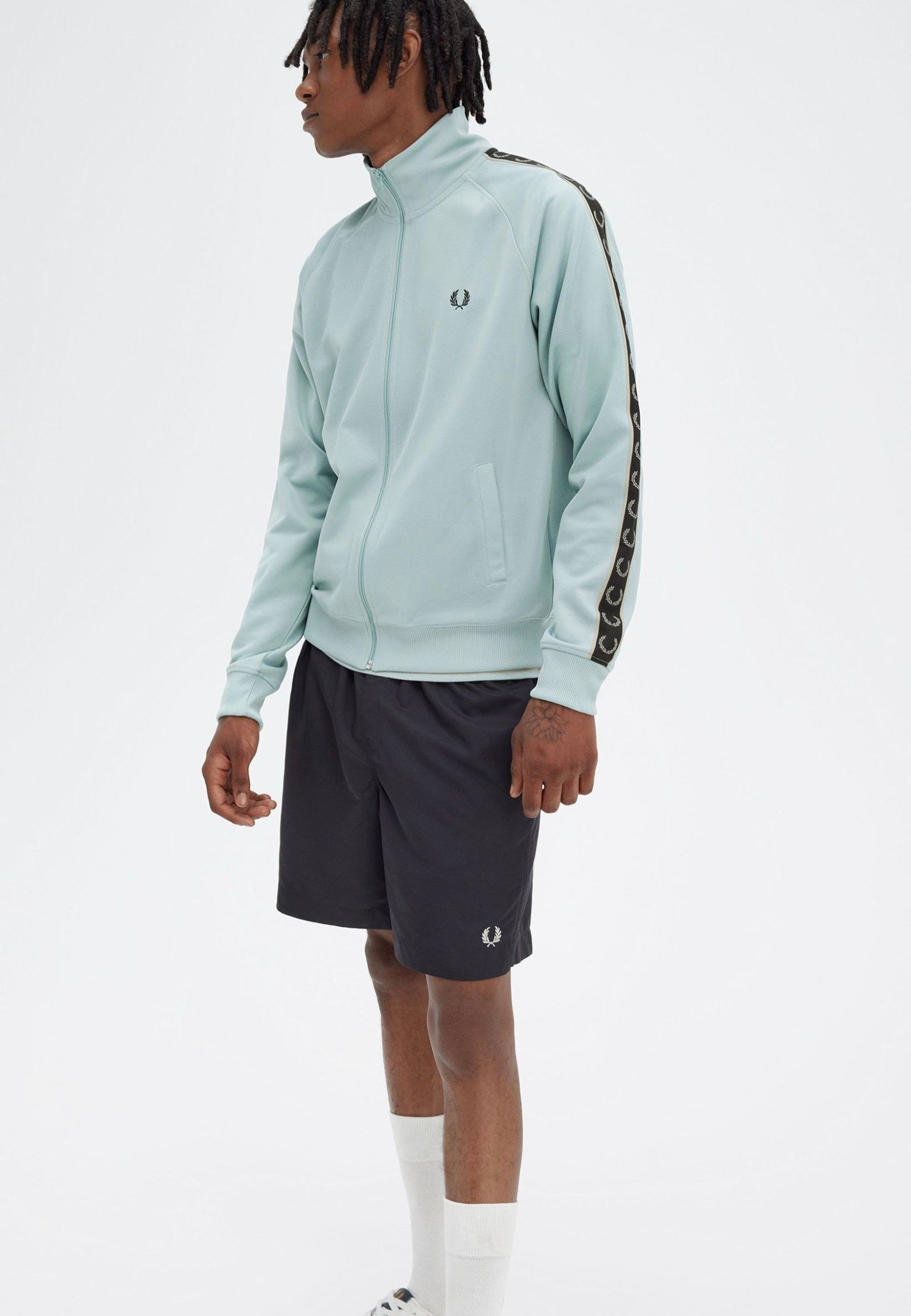 Fred Perry - Contrast Tape Silver Blue/Warm Grey - Track Jacket | Men-Image