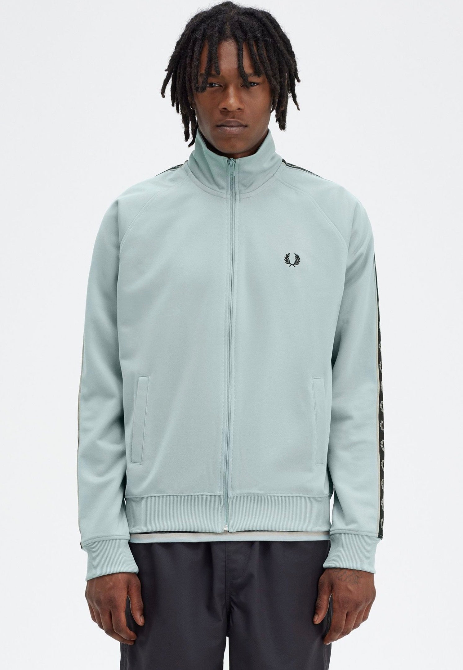 Fred Perry - Contrast Tape Silver Blue/Warm Grey - Track Jacket | Men-Image