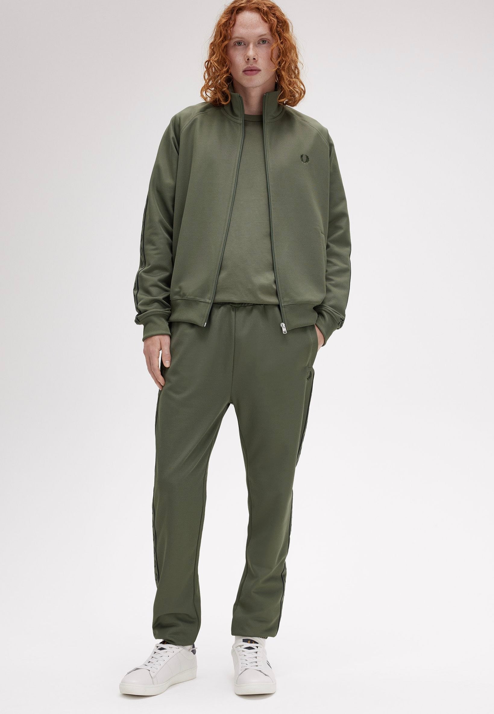 Fred Perry - Contrast Tape Track Laurel Wreath Green/Night Green - Track Jacket | Men-Image