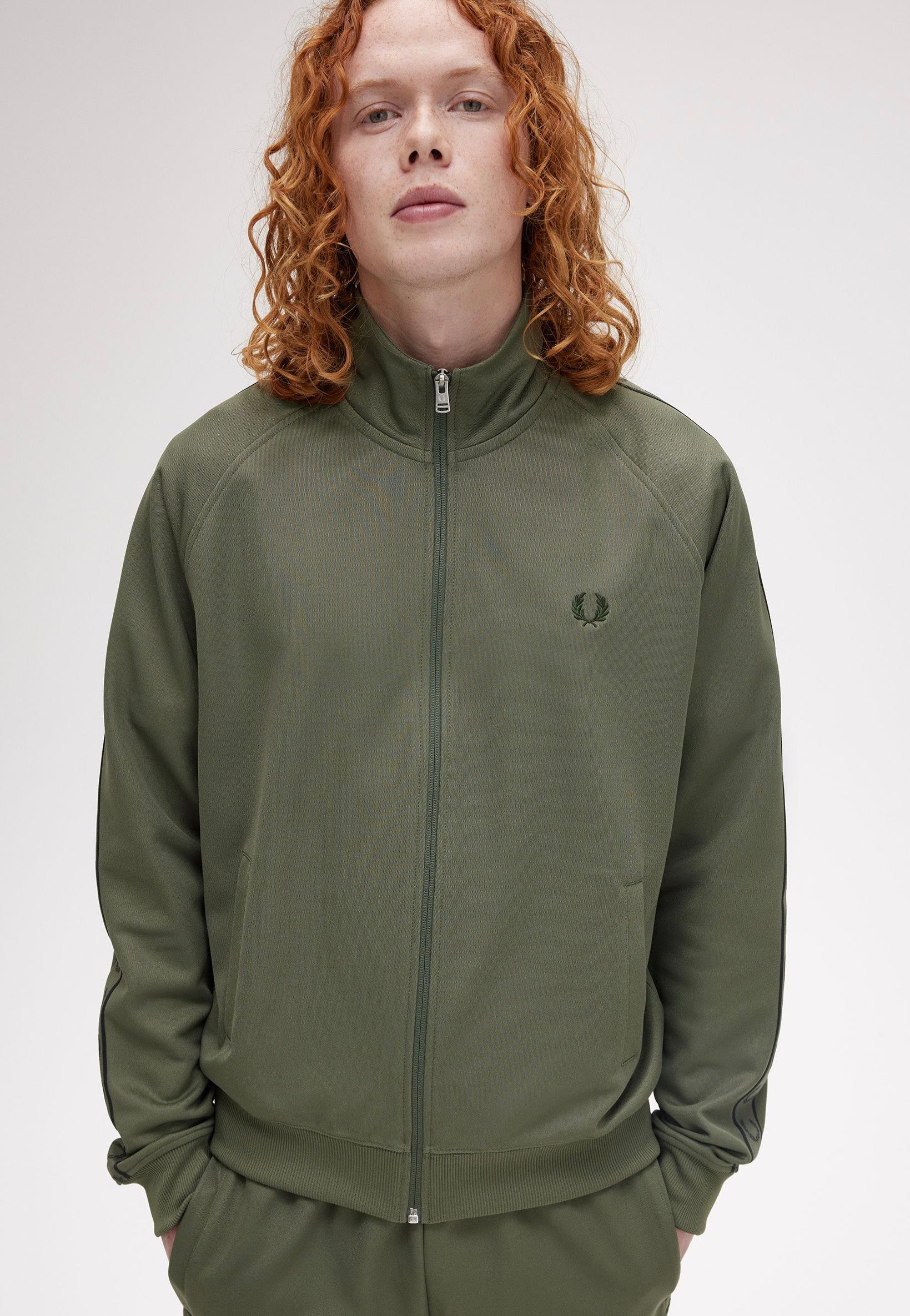 Fred Perry - Contrast Tape Track Laurel Wreath Green/Night Green - Track Jacket | Men-Image