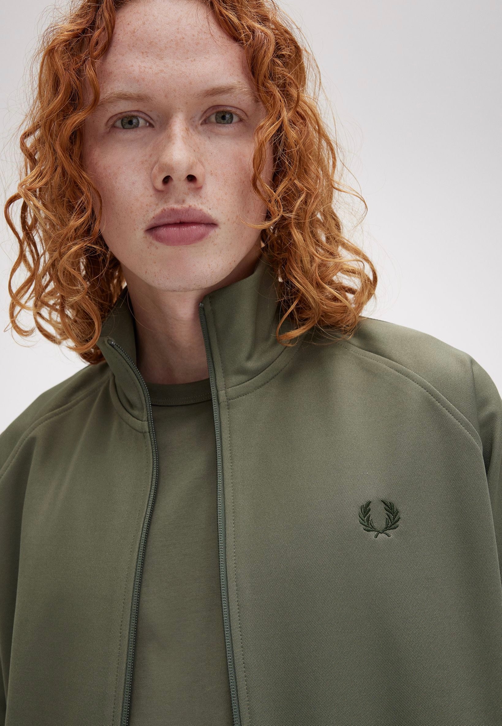 Fred Perry - Contrast Tape Track Laurel Wreath Green/Night Green - Track Jacket | Men-Image