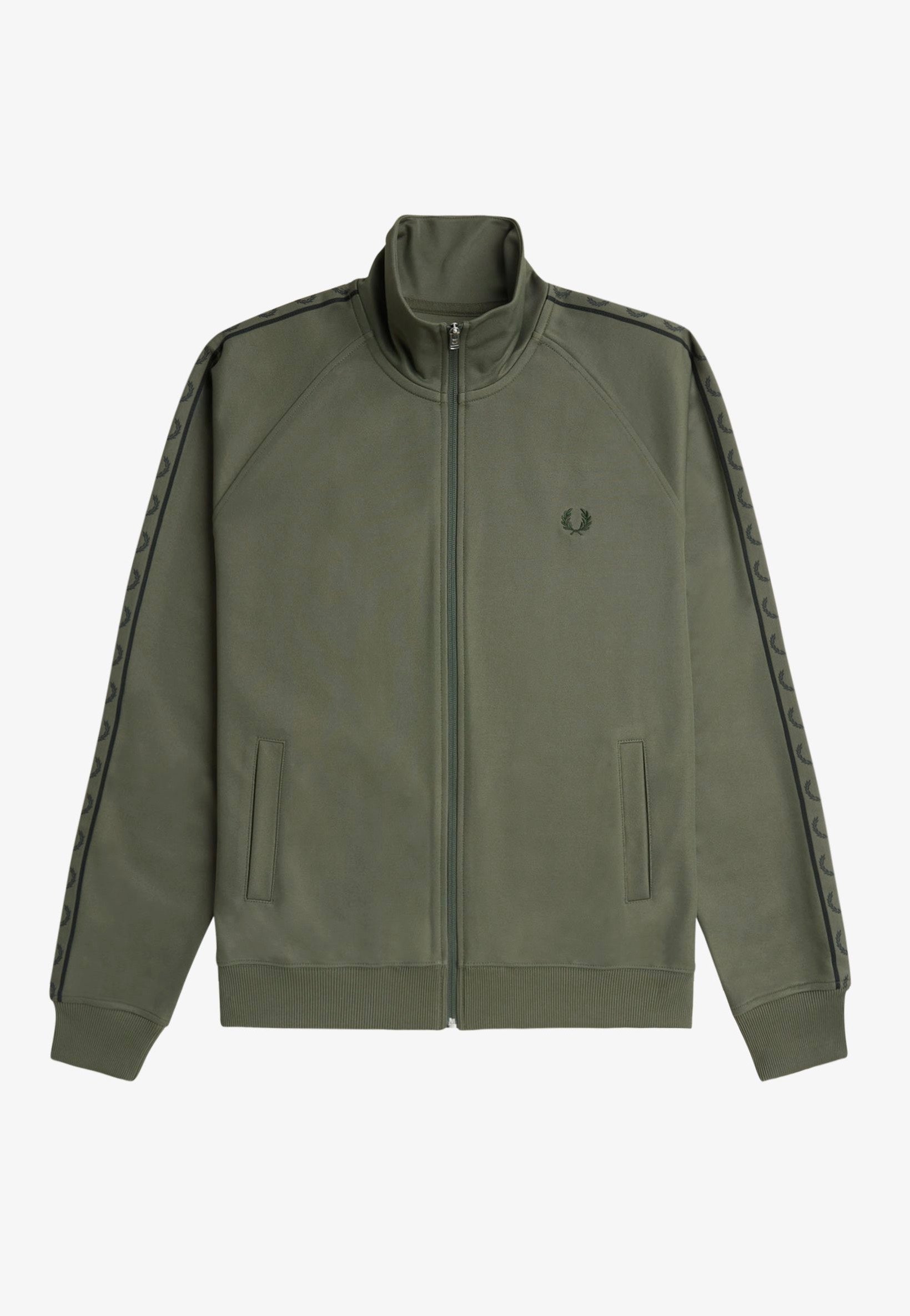 Fred Perry - Contrast Tape Track Laurel Wreath Green/Night Green - Track Jacket | Men-Image