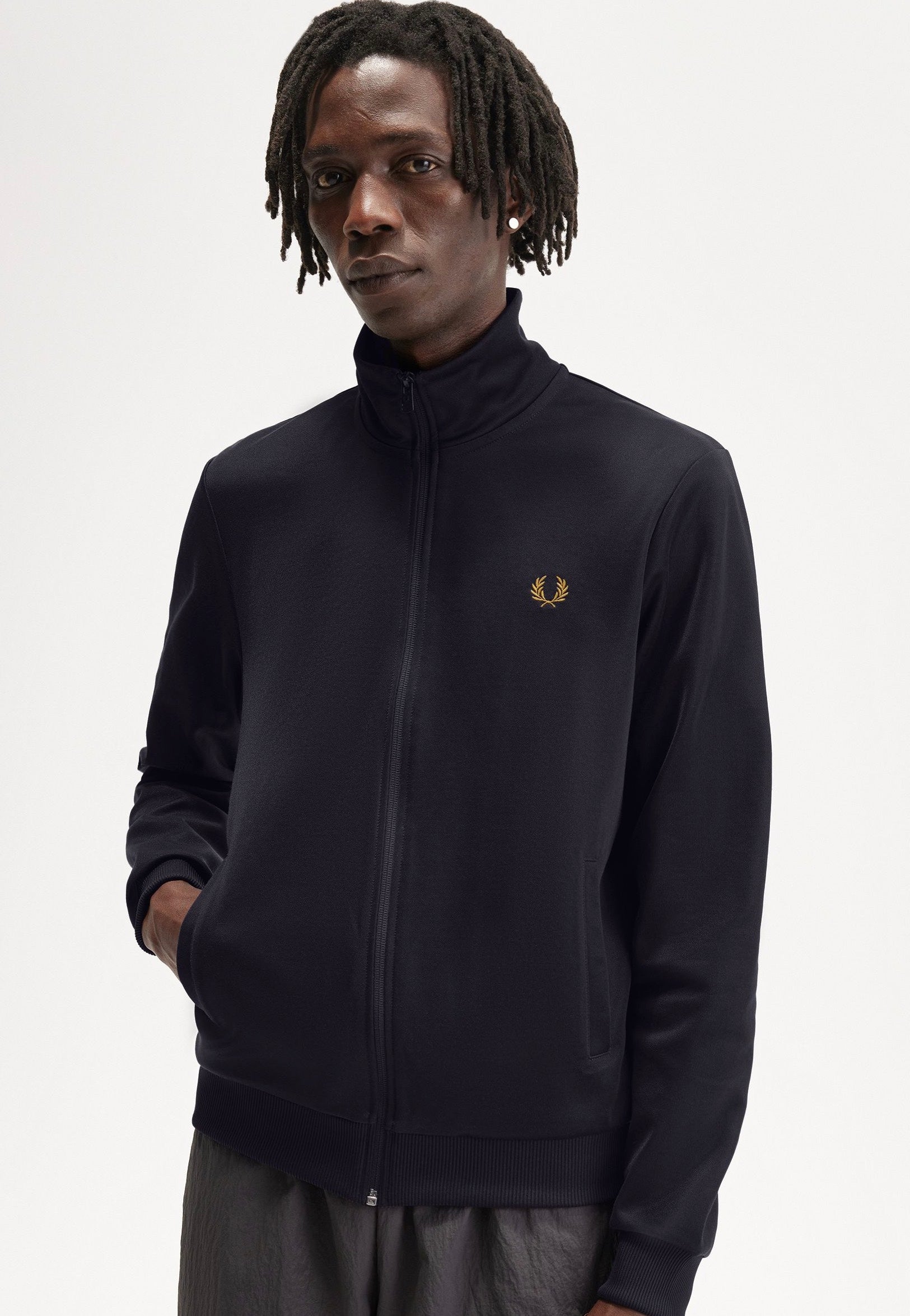 Fred Perry - Track Navy/Darkcaramel - Track Jacket | Men-Image