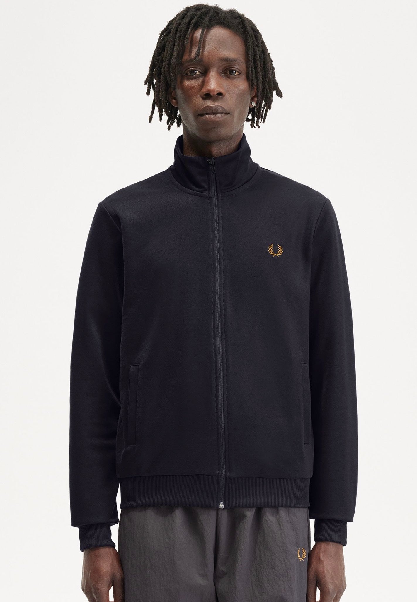 Fred Perry - Track Navy/Darkcaramel - Track Jacket | Men-Image