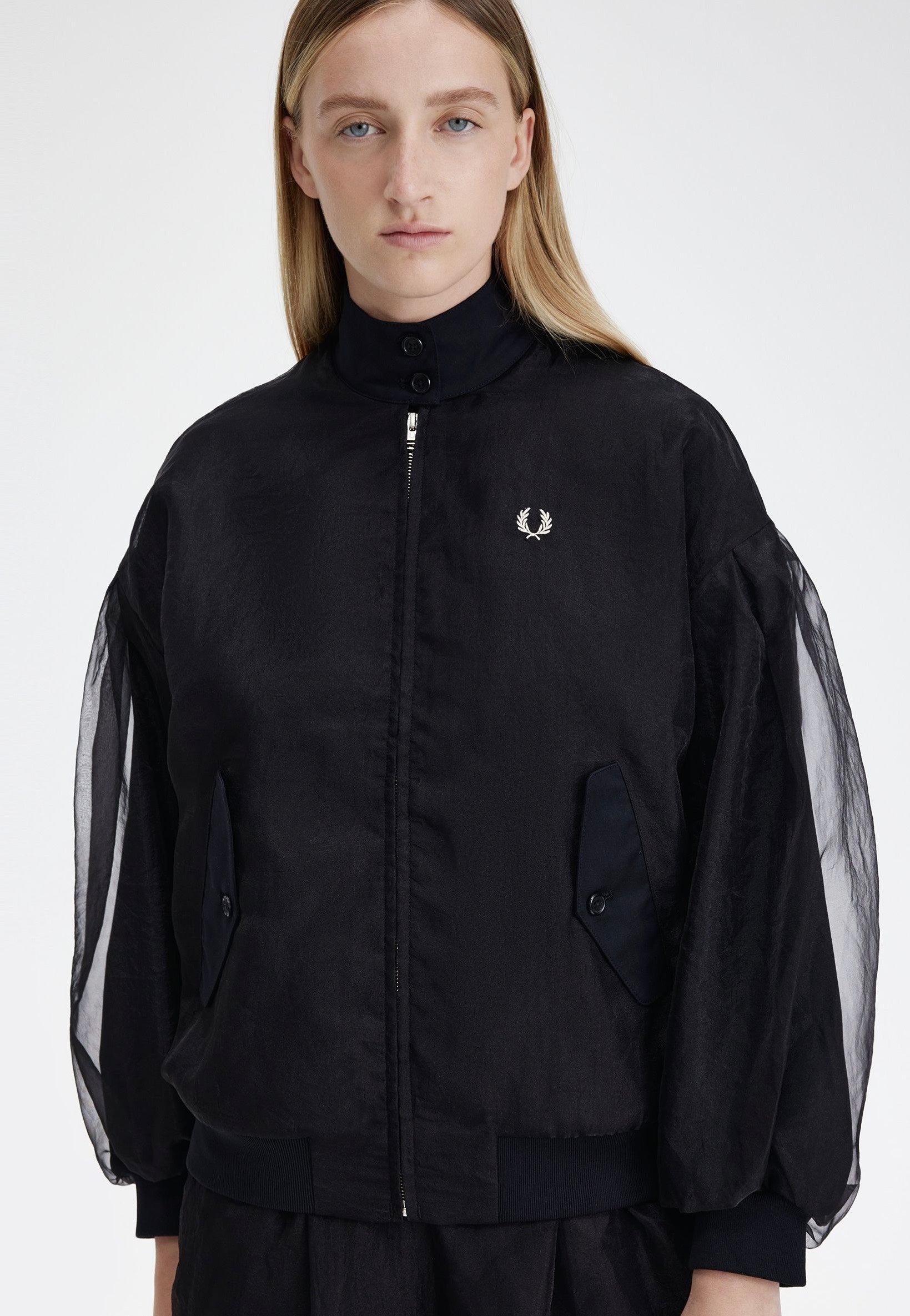 Fred Perry - Sheer Overlay Black - Jacket | Women-Image