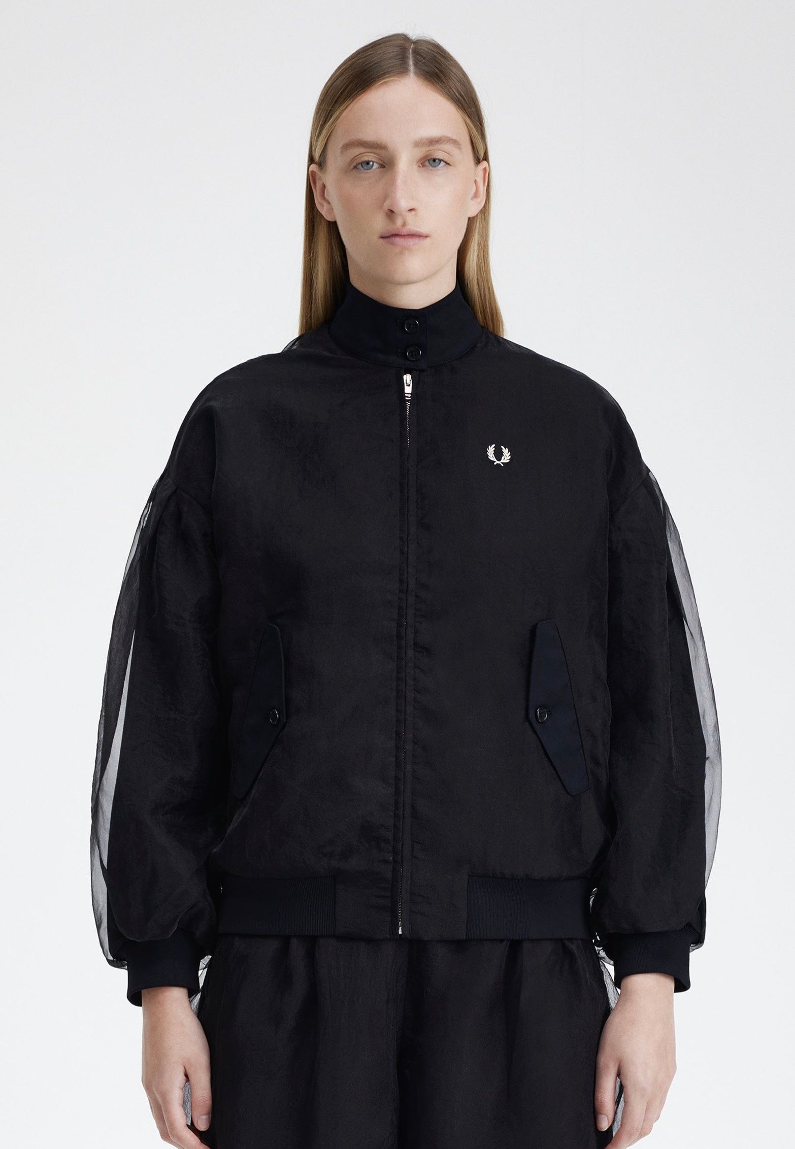 Fred Perry - Sheer Overlay Black - Jacket | Women-Image