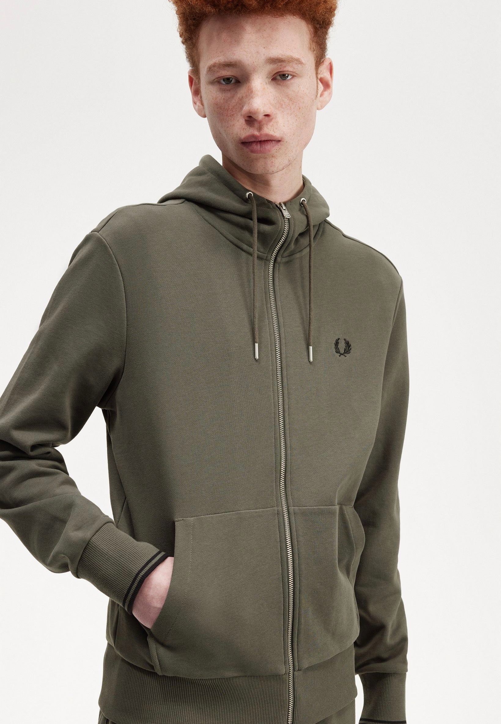 Fred Perry - Hooded Zip Through Field Green - Zipper | Men-Image