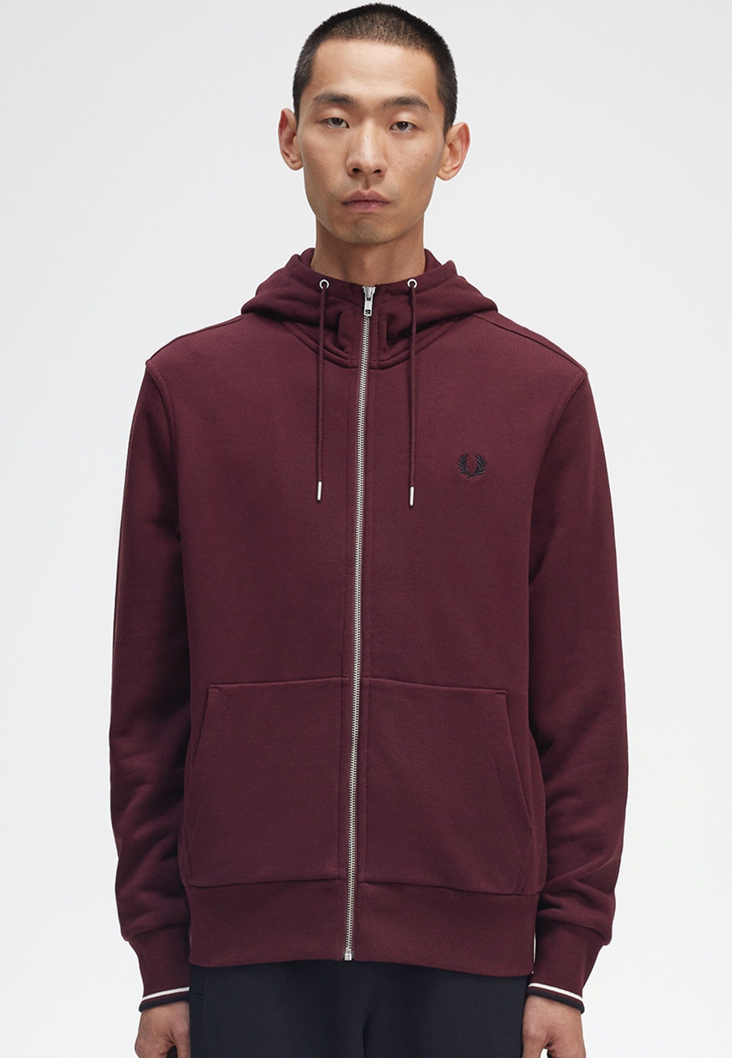 Fred Perry - Hooded Zip Through Oxblood - Zipper | Men-Image