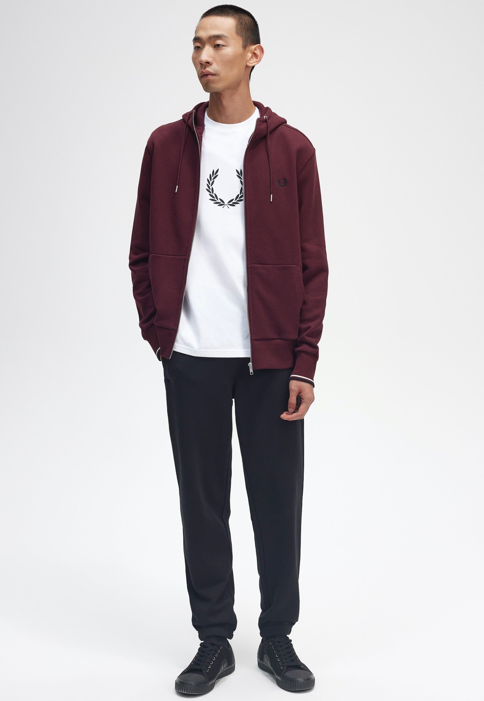 Fred Perry - Hooded Zip Through Oxblood - Zipper | Men-Image