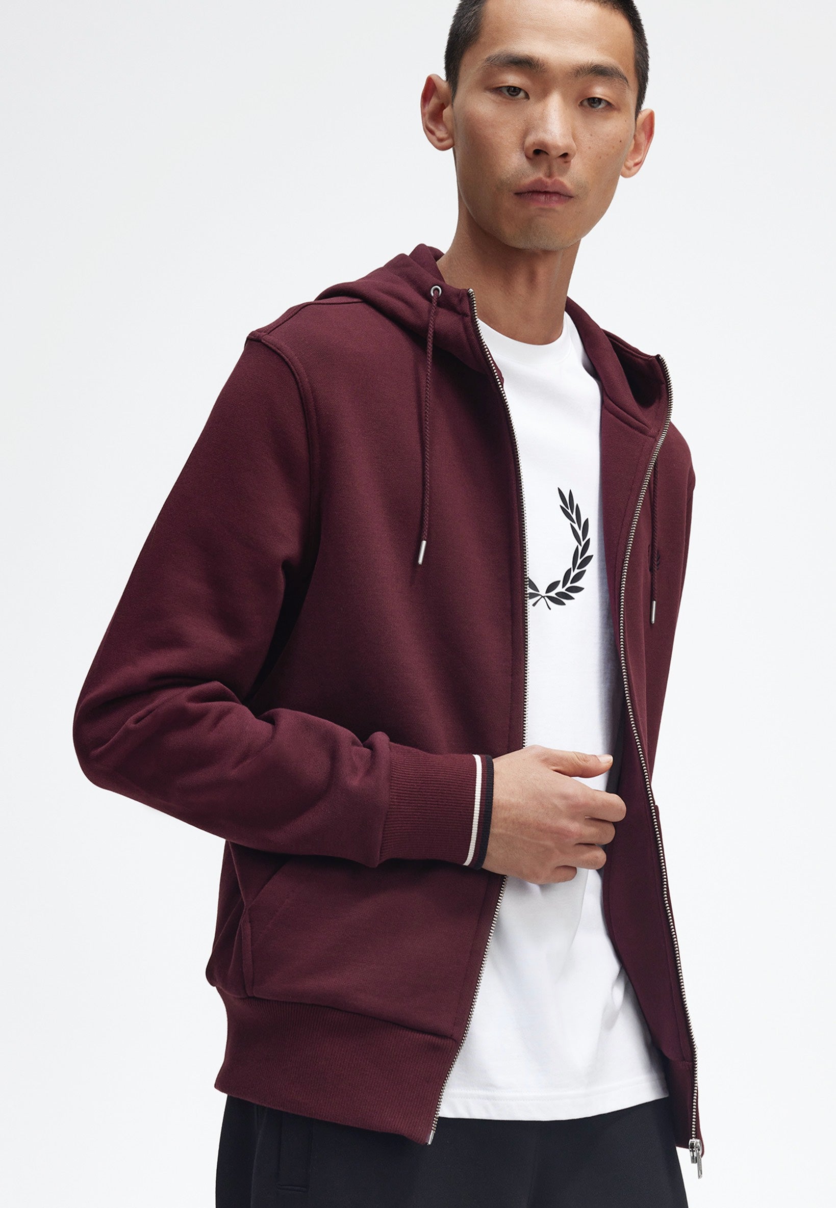 Fred Perry - Hooded Zip Through Oxblood - Zipper | Men-Image