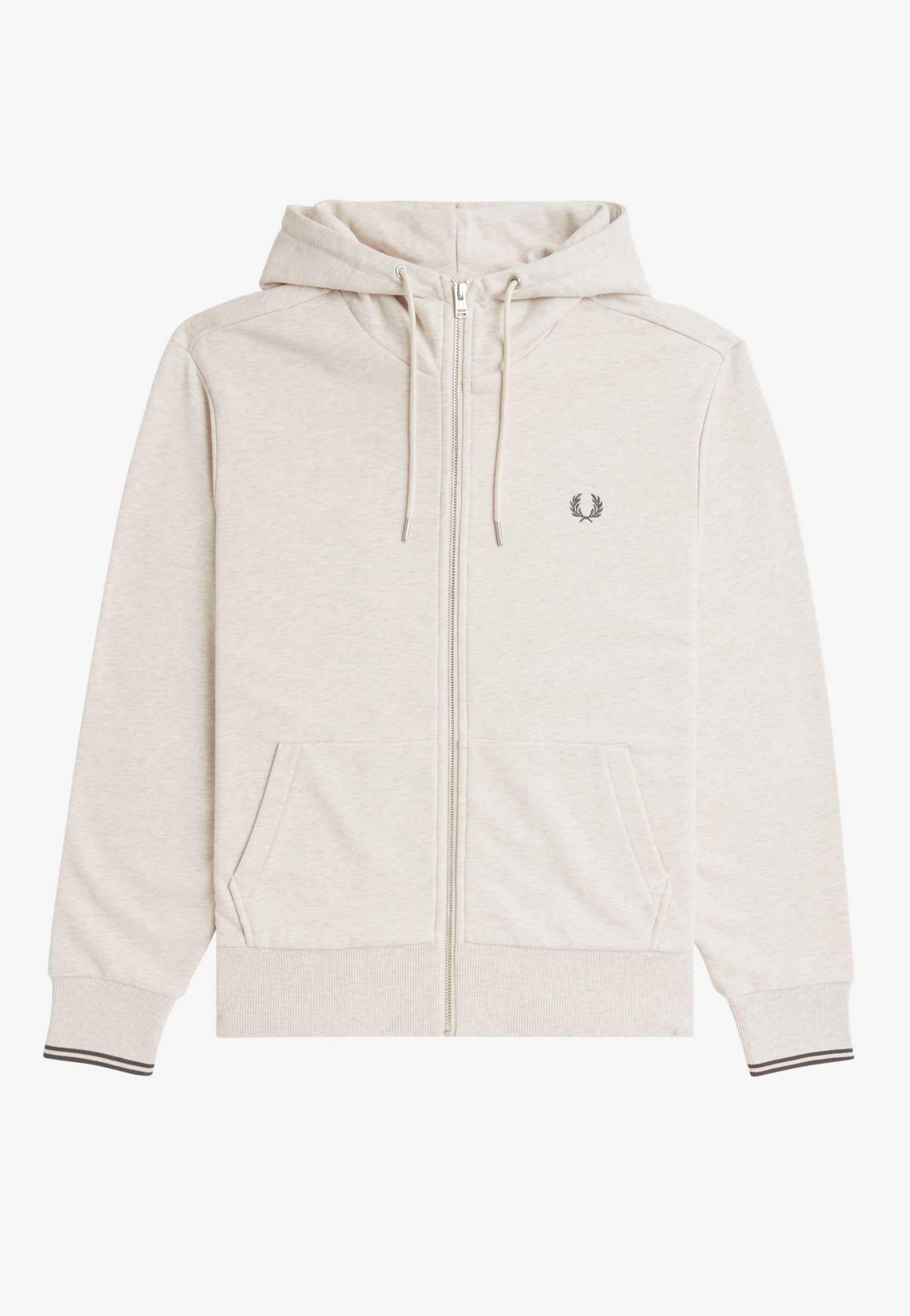 Fred Perry - Hooded Zip Through Porridge Marl/Anchor Grey - Zipper | Men-Image