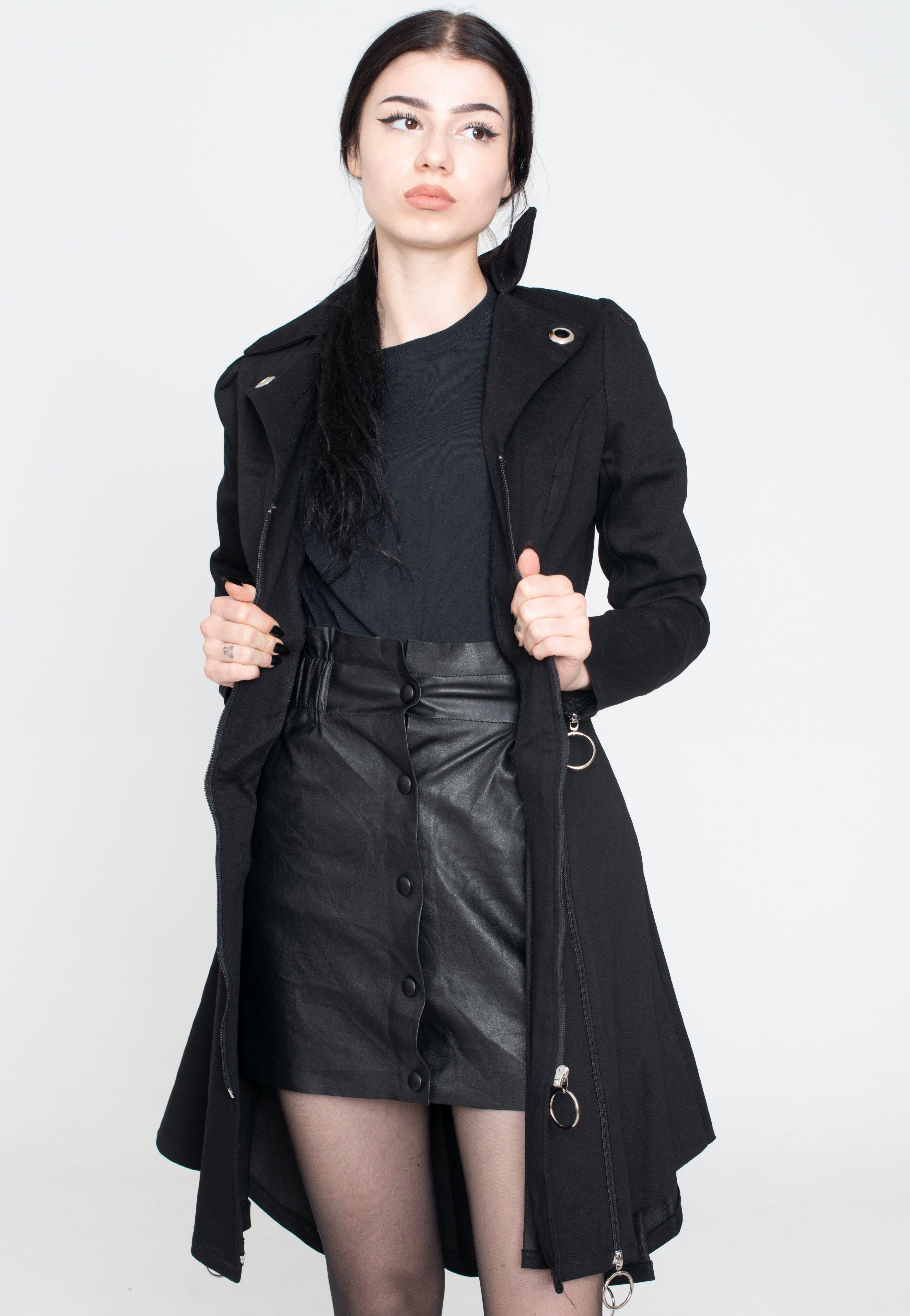 Jawbreaker - Fitted Coat With Zip Detail Black - Jacket | Women-Image