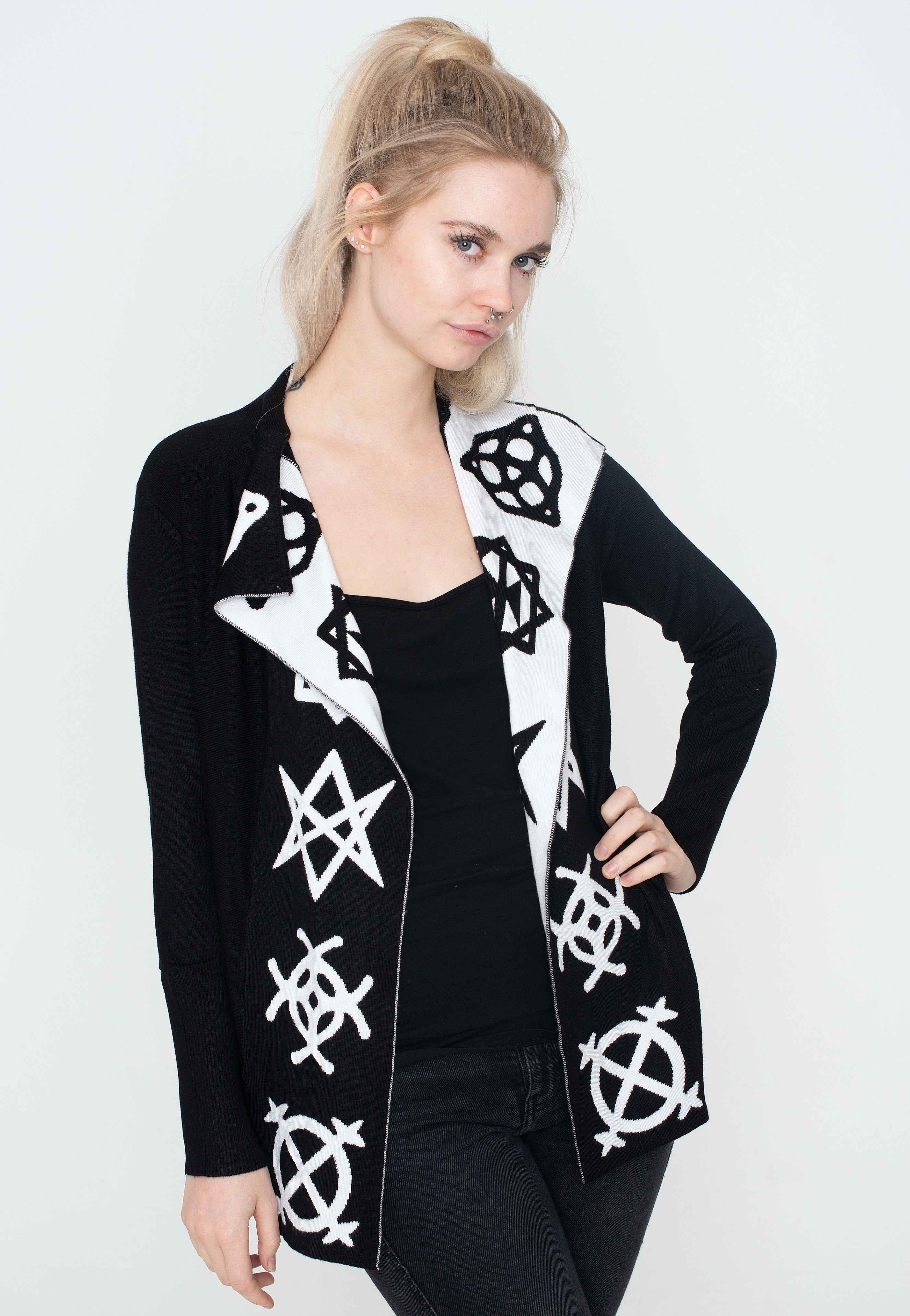 Jawbreaker - Magic Symbols Reverse Black/White - Cardigan | Women-Image