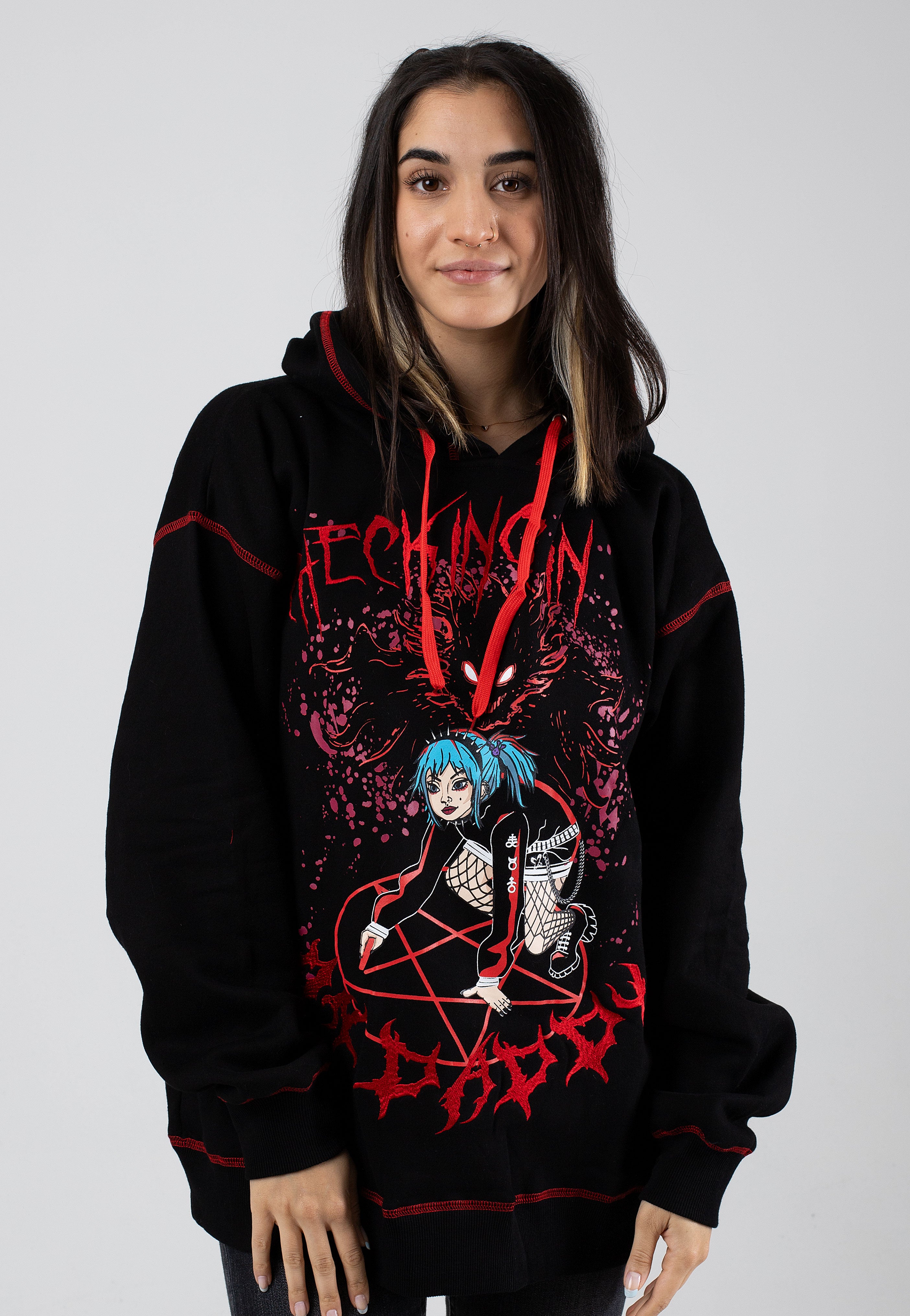 Jawbreaker - Red Contrast Checking In Black - Hoodie | Women-Image