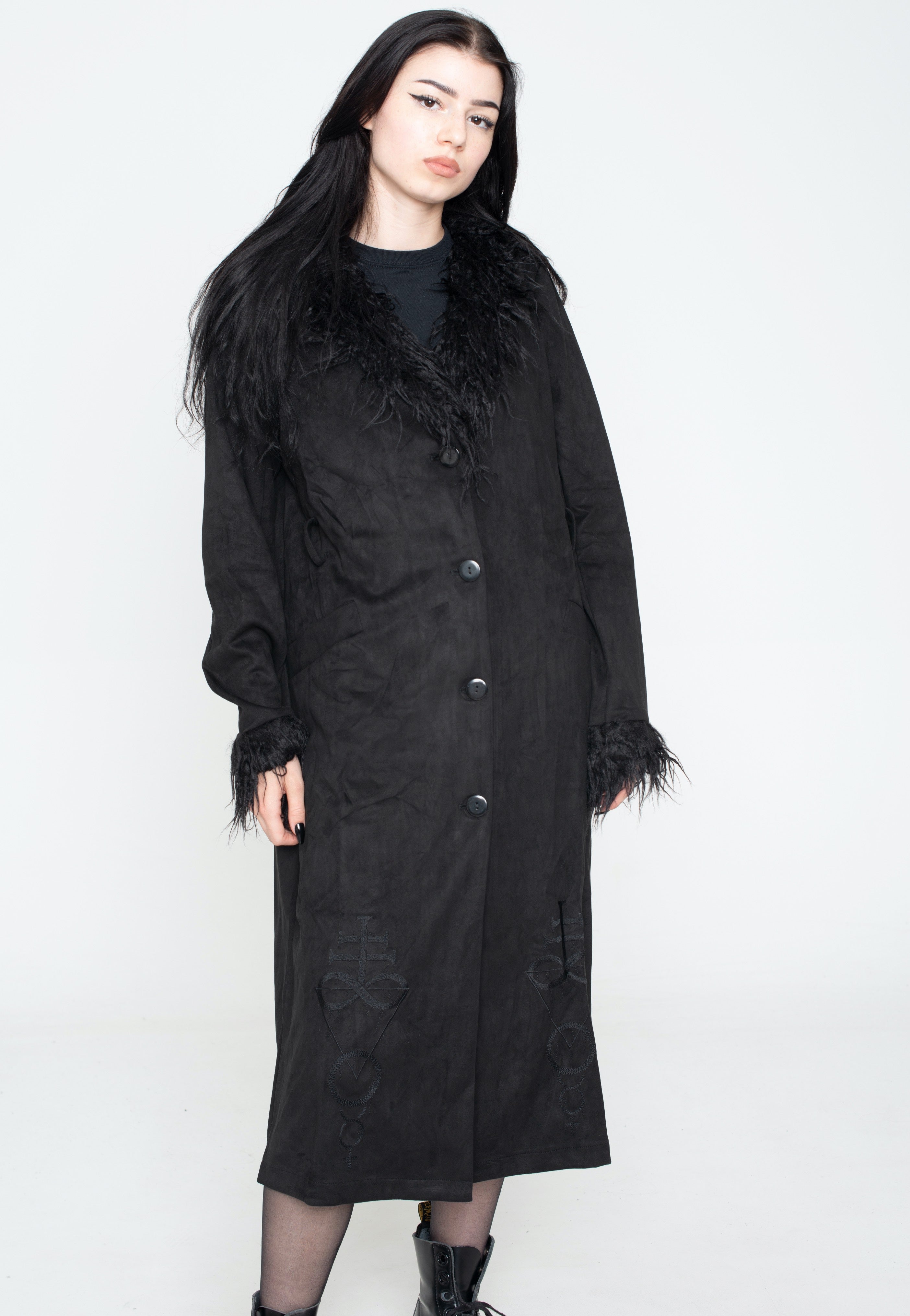 Jawbreaker - Spirited Embroidered Maxi Suede Black - Jacket | Women-Image