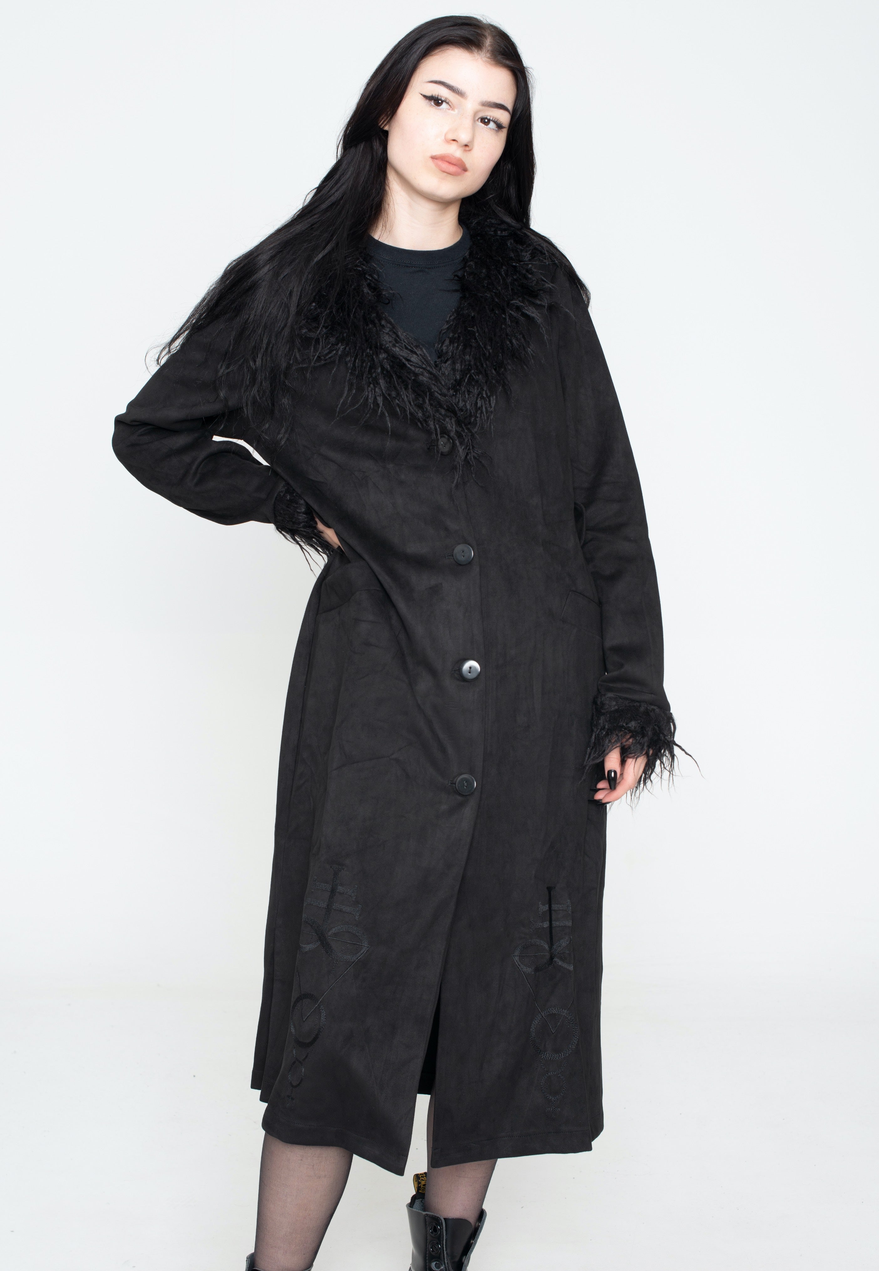 Jawbreaker - Spirited Embroidered Maxi Suede Black - Jacket | Women-Image