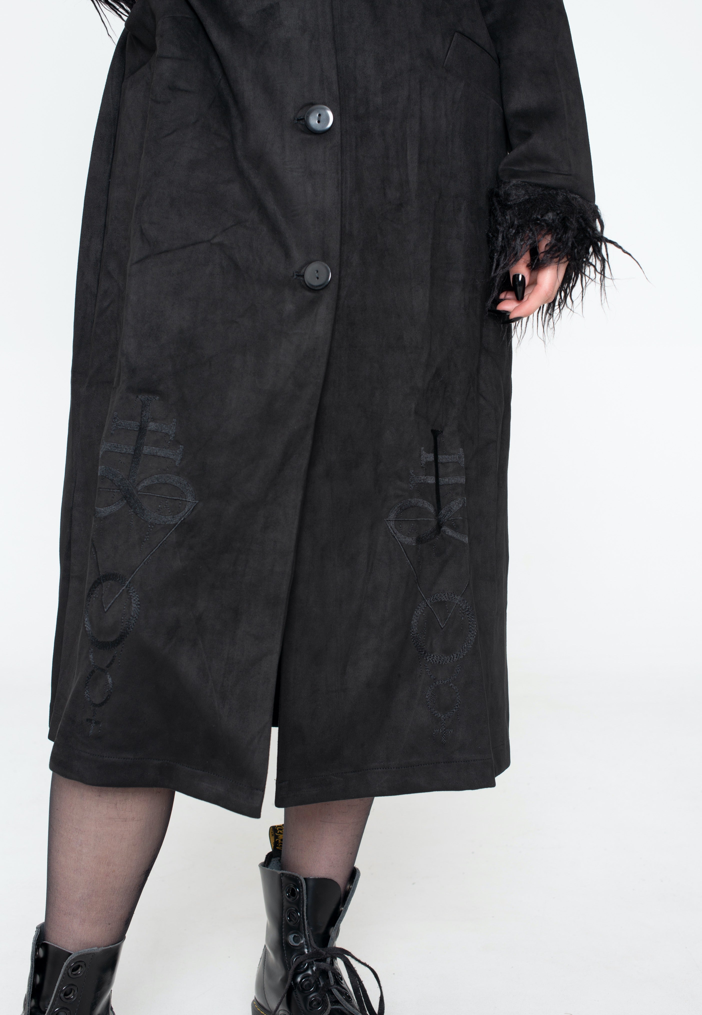 Jawbreaker - Spirited Embroidered Maxi Suede Black - Jacket | Women-Image