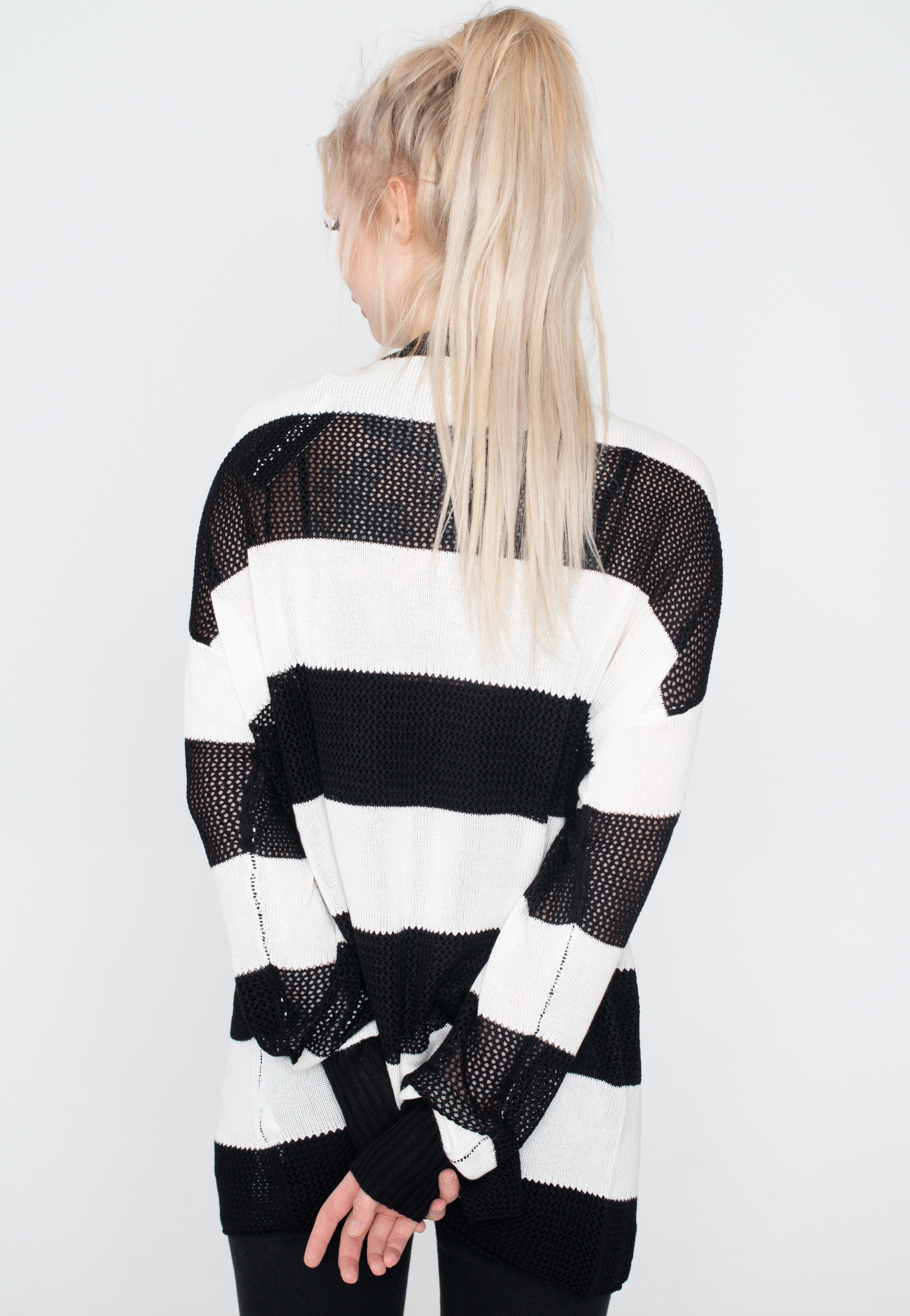 Jawbreaker - White And Black Contrast Knit Oversized Multi - Pullover | Women-Image