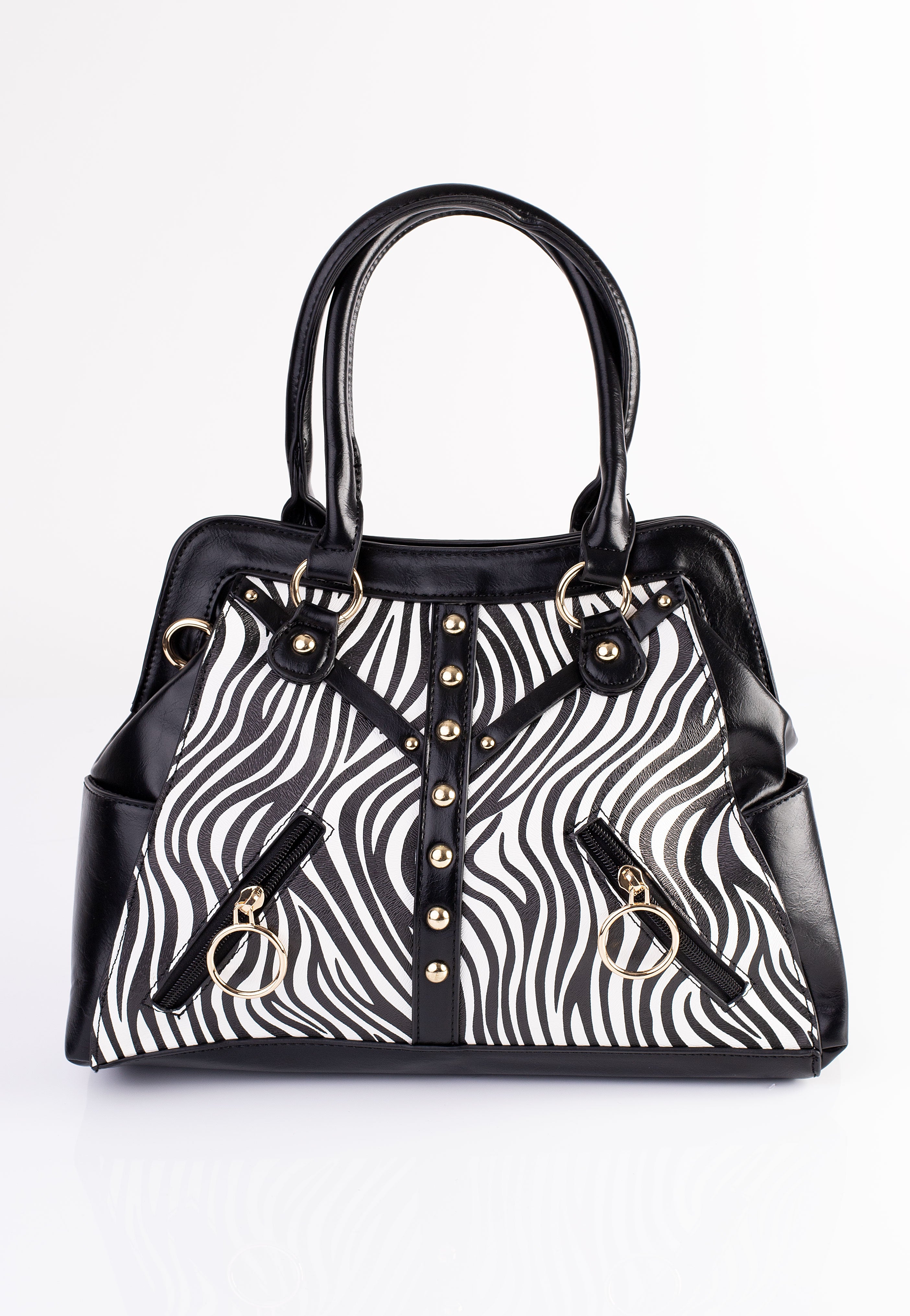 Jawbreaker - Zebra Studded Shoulder Black - Bag | Neutral-Image