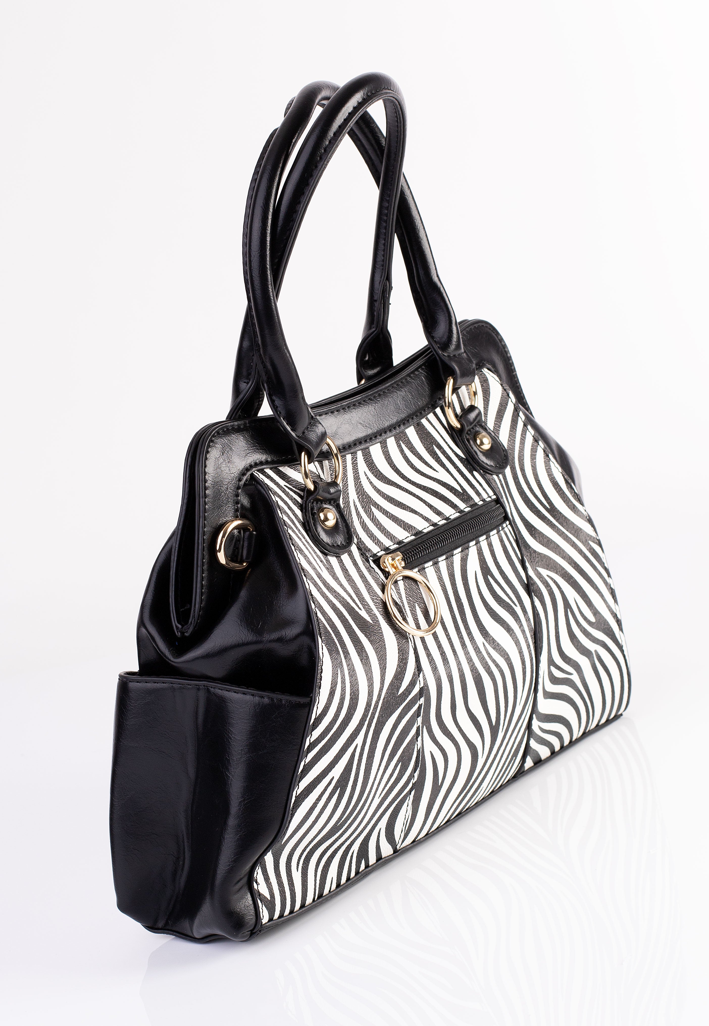 Jawbreaker - Zebra Studded Shoulder Black - Bag | Neutral-Image