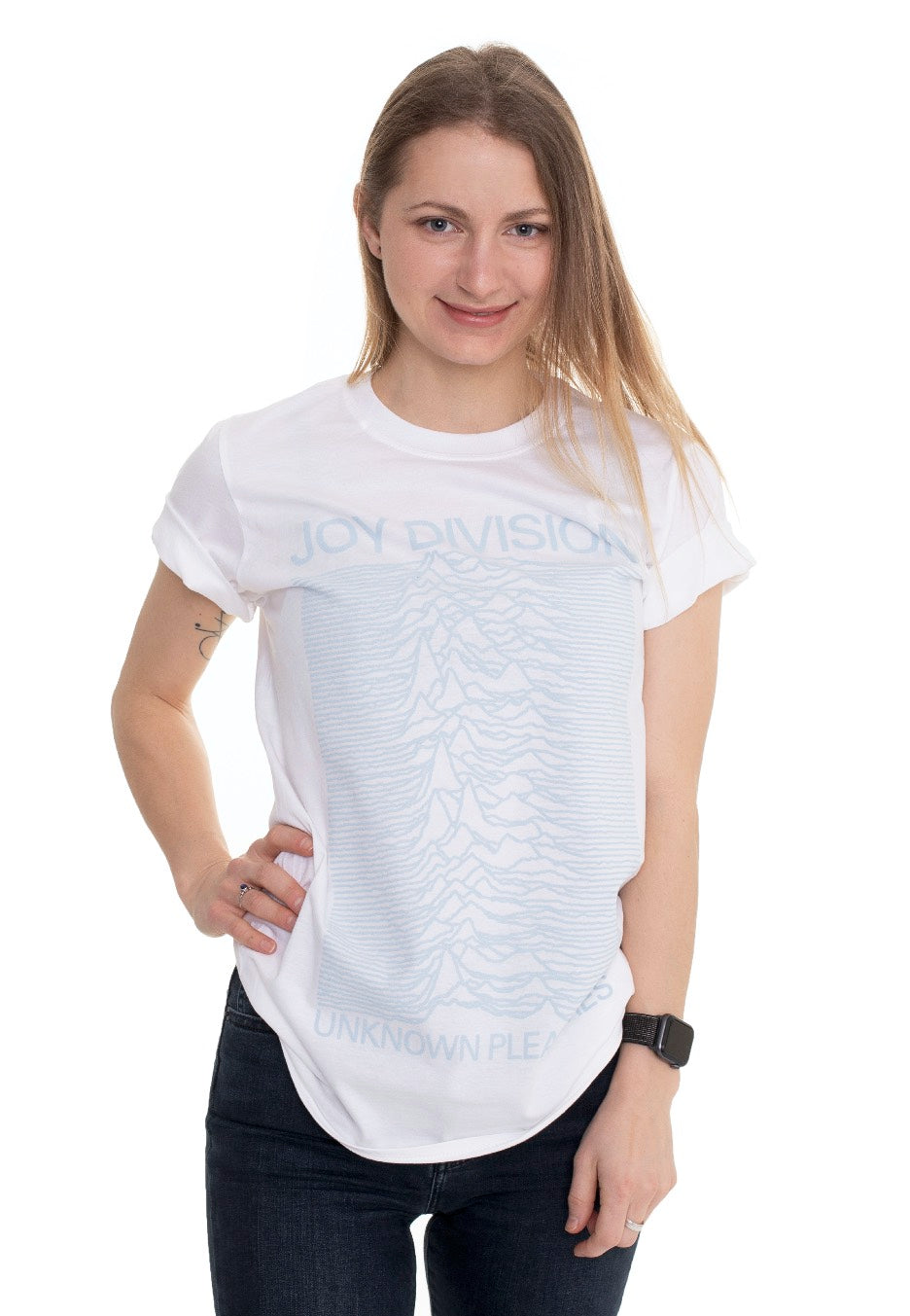 Joy Division - Unknown Pleasures Blue On White - T-Shirt | Women-Image