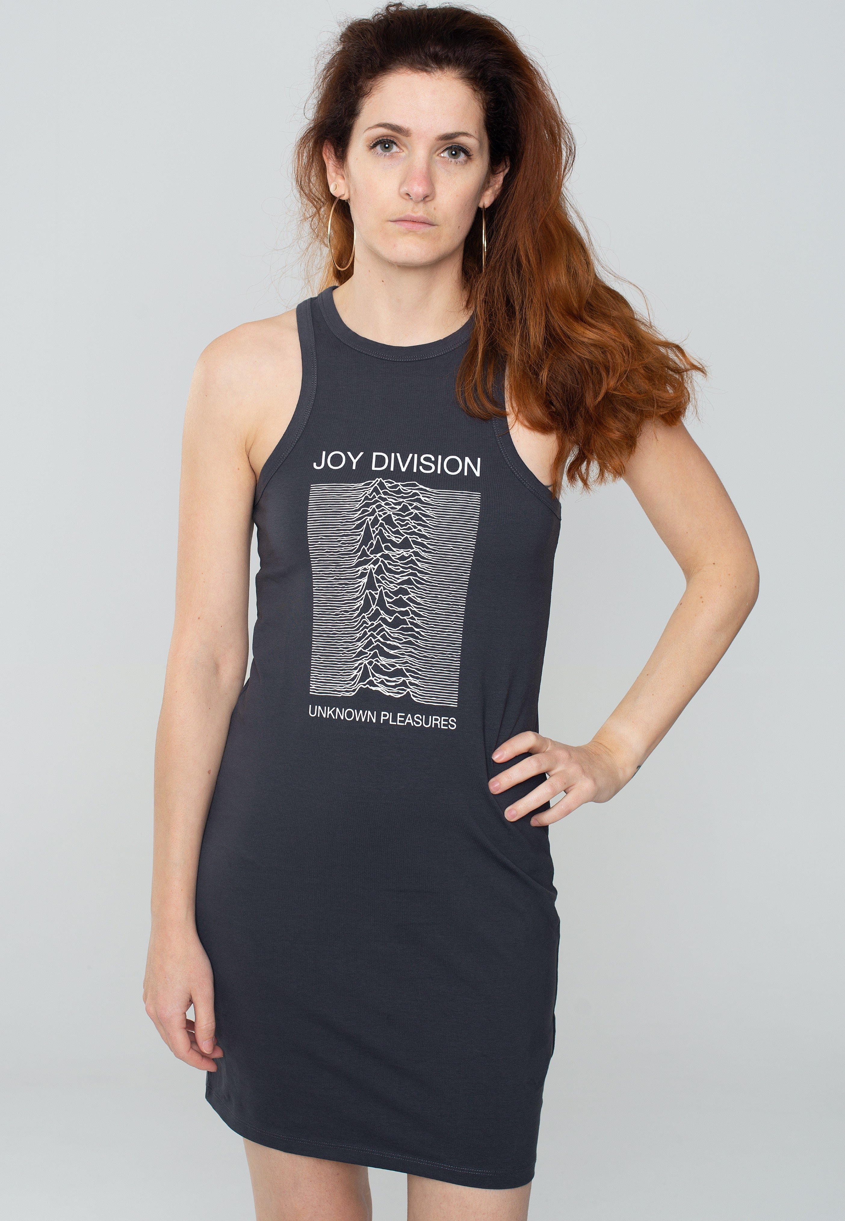 Joy Division - Unknown Pleasures Fitted Charcoal - Dress | Women-Image