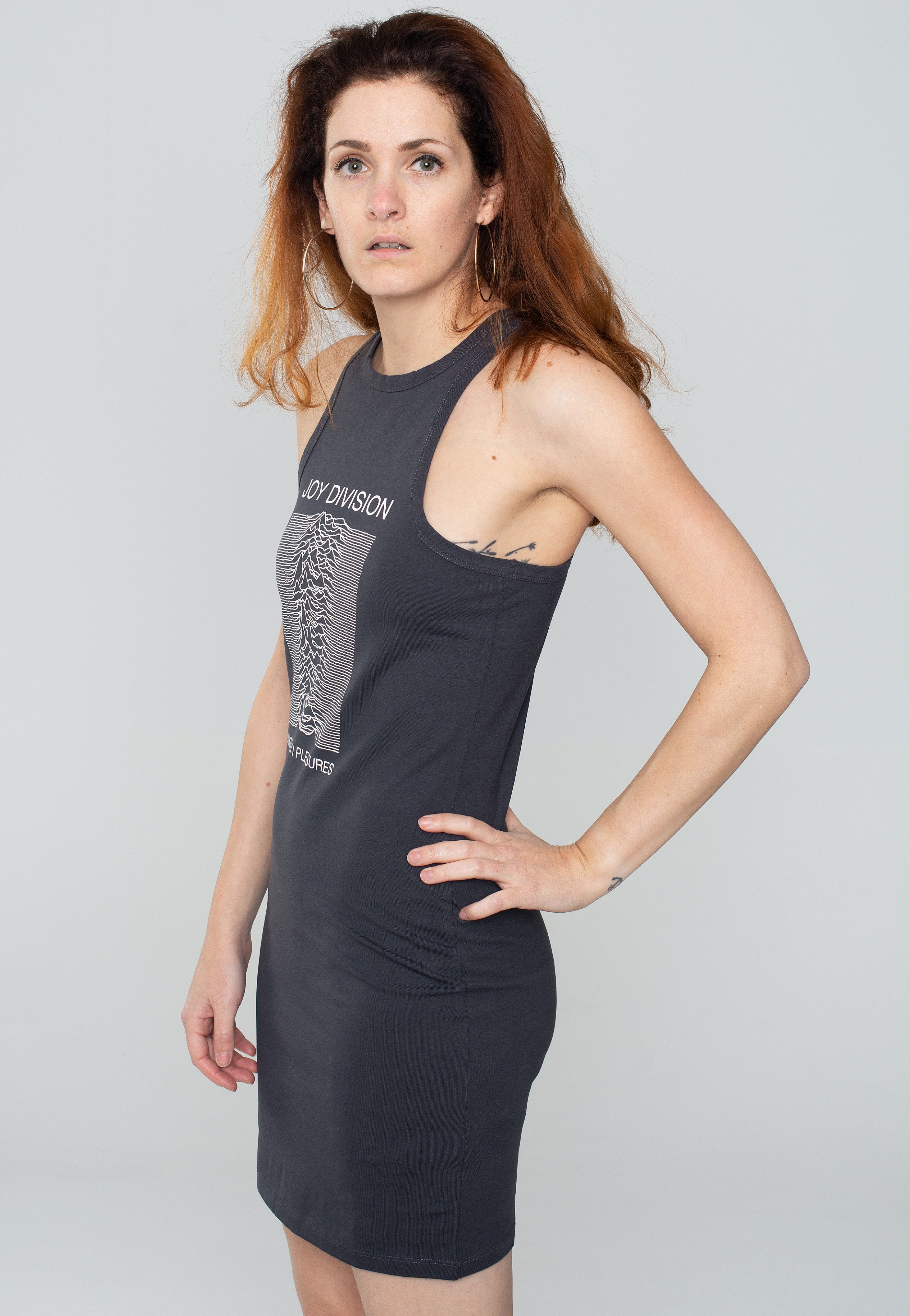 Joy Division - Unknown Pleasures Fitted Charcoal - Dress | Women-Image