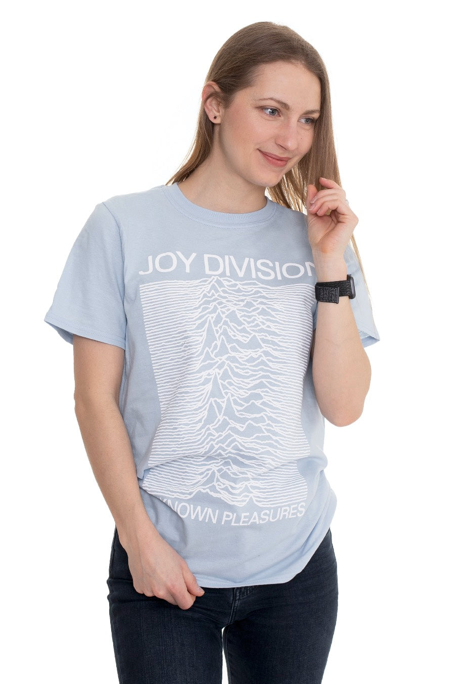 Joy Division - Unknown Pleasures White On Blue - T-Shirt | Women-Image