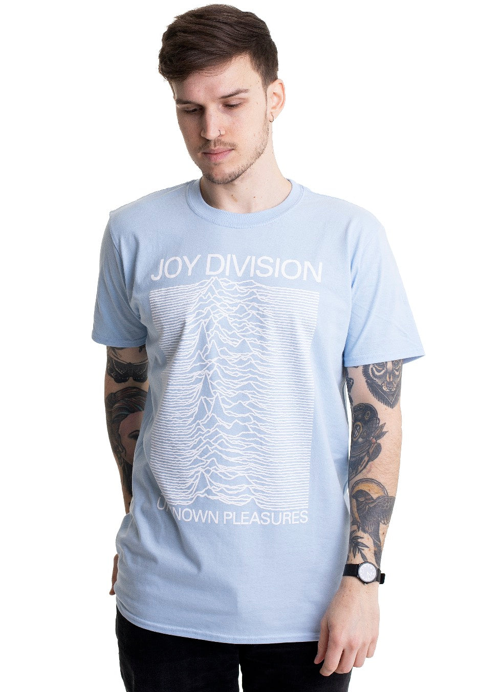 Joy Division - Unknown Pleasures White On Blue - T-Shirt | Men-Image