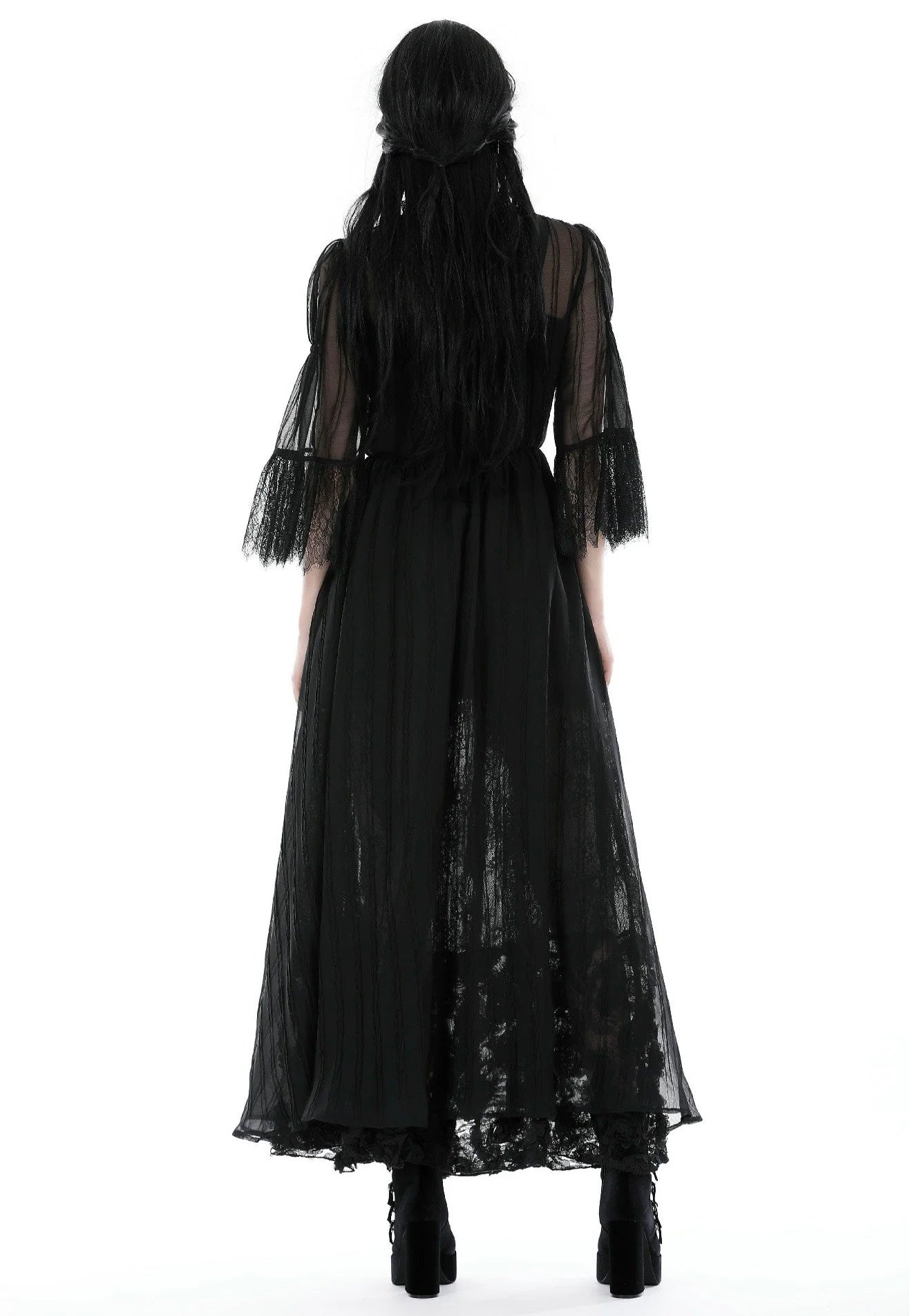 Dark In Love - Gothic Sexy Mesh Long Overwear Black - Cardigan | Women-Image