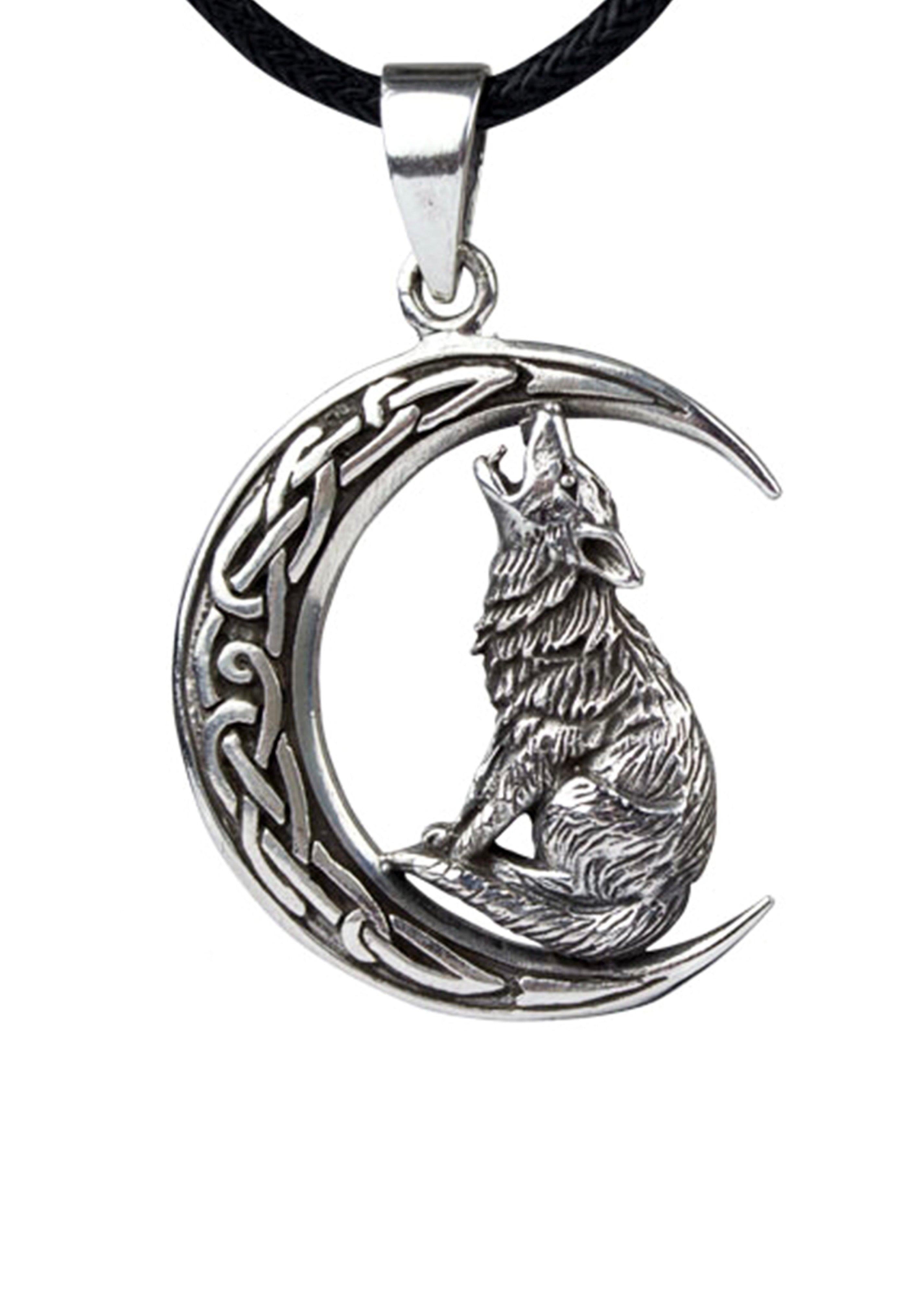 etNox - Howling Wolf in Moon Silver - Pendant | Neutral-Image