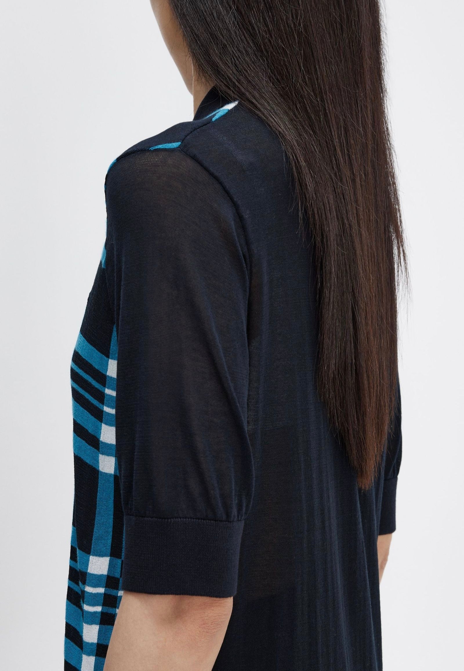 Fred Perry - Sheer Tartan Knitted Navy - Polo | Women-Image