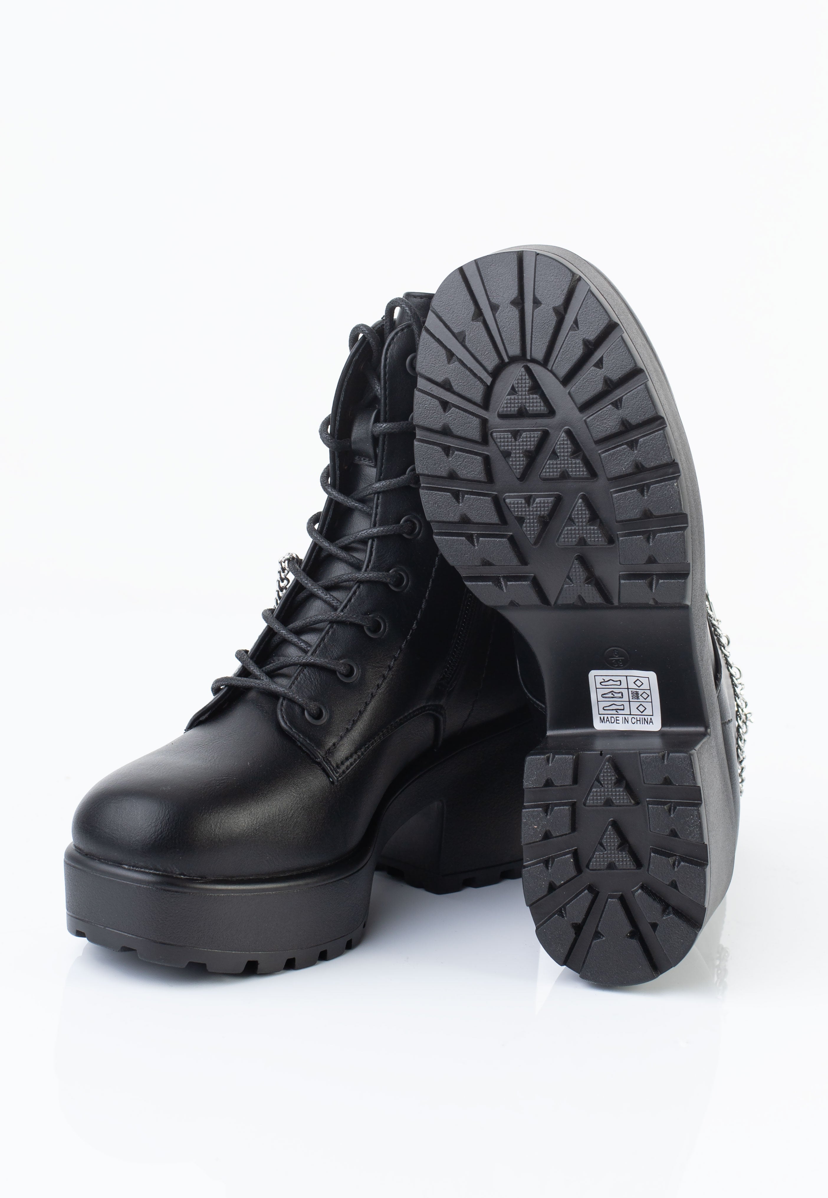 Koi Footwear - Salvius Safety Pin Military Lace Up Black - Girl Shoes | Women-Image