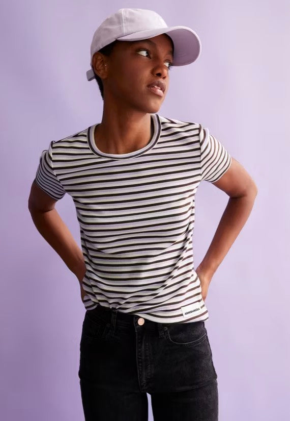 Armedangels - Kardaa Stripes Lavender Light/Warm Slate - T-Shirt | Women-Image