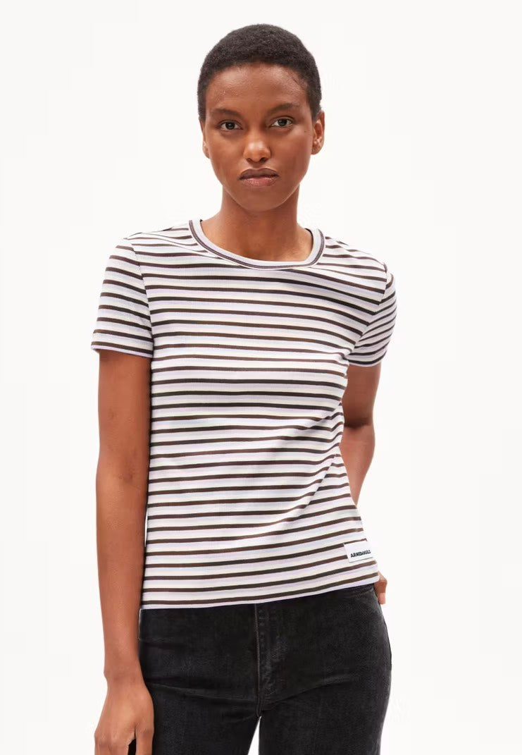 Armedangels - Kardaa Stripes Lavender Light/Warm Slate - T-Shirt | Women-Image