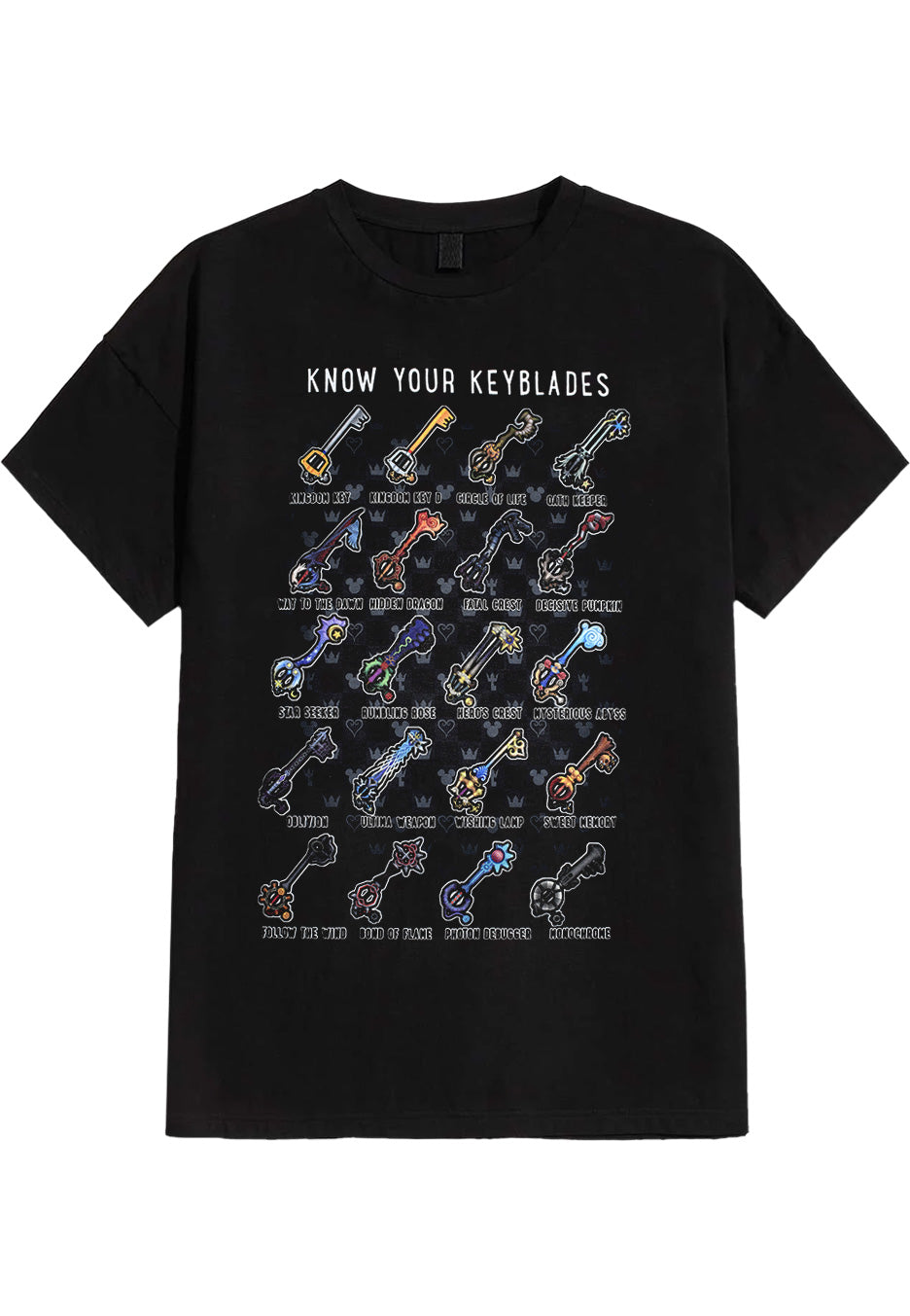 Kingdom Hearts - Keyblades Chart - T-Shirt | Neutral-Image