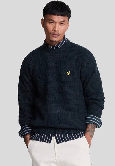 Lyle & Scott - Waffle Knit Dark Navy - Pullover | Men-Image