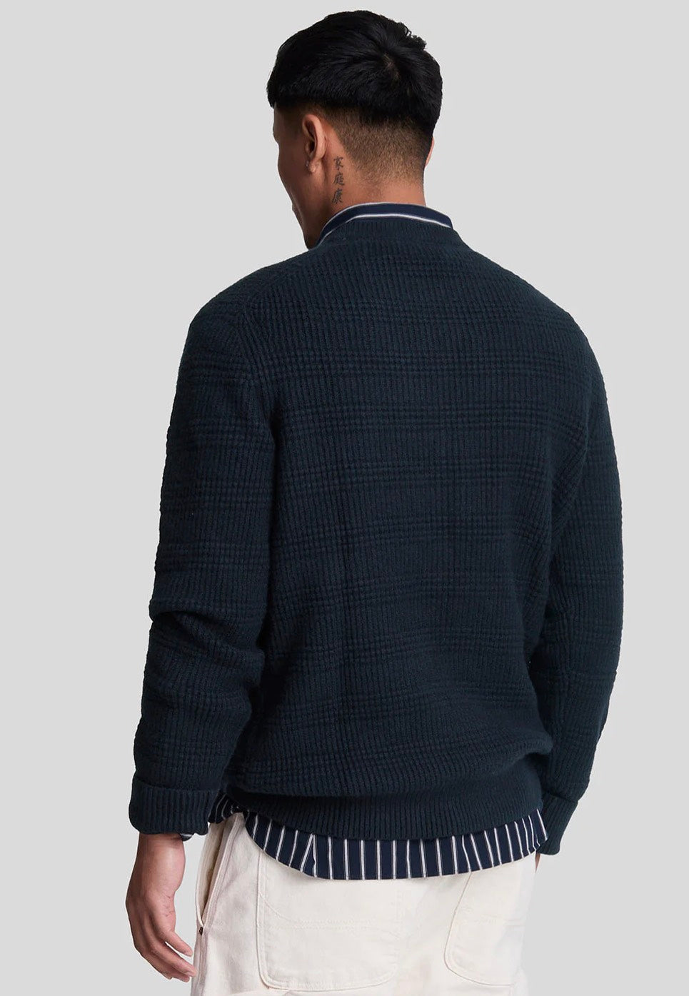 Lyle & Scott - Waffle Knit Dark Navy - Pullover | Men-Image