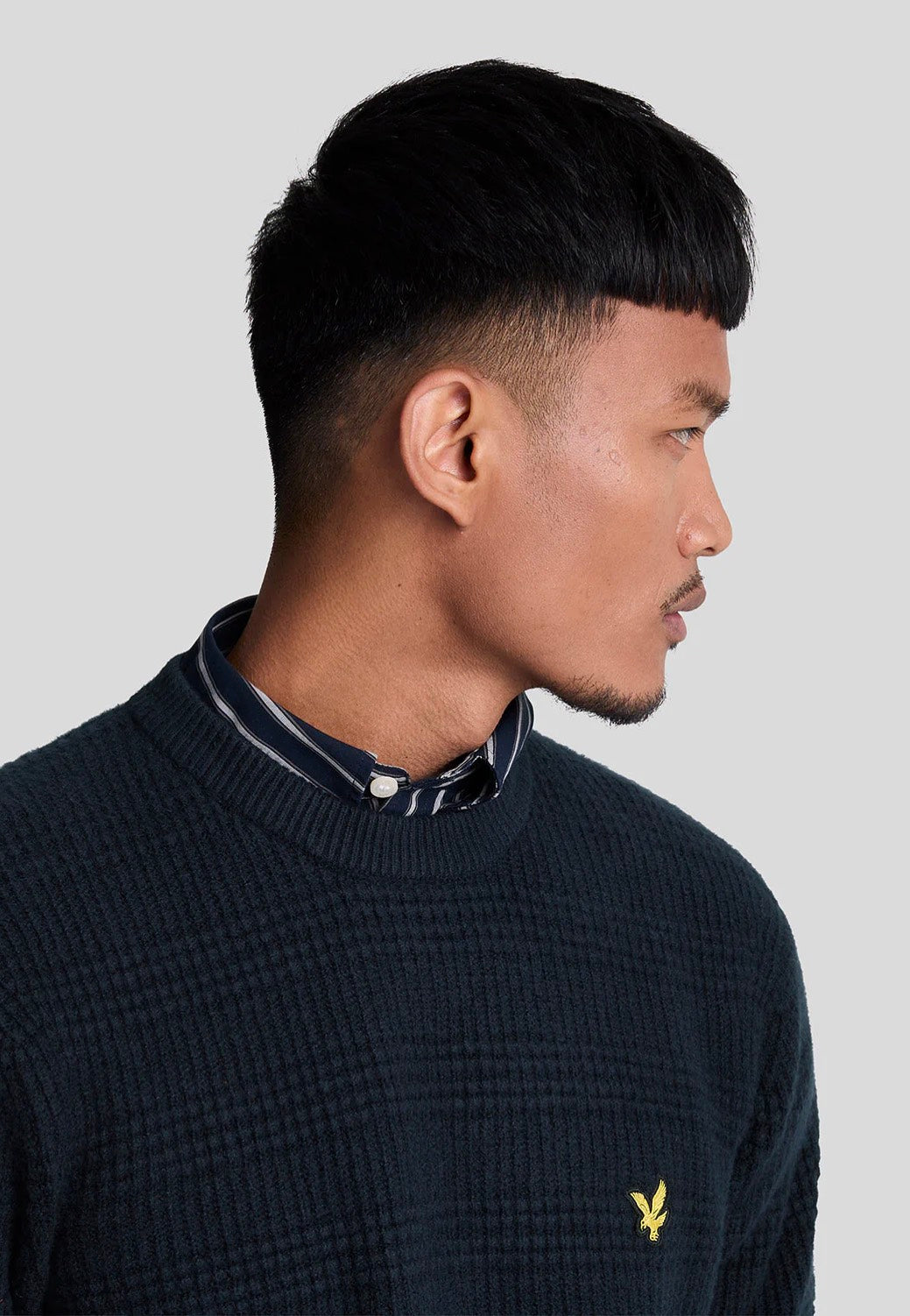 Lyle & Scott - Waffle Knit Dark Navy - Pullover | Men-Image