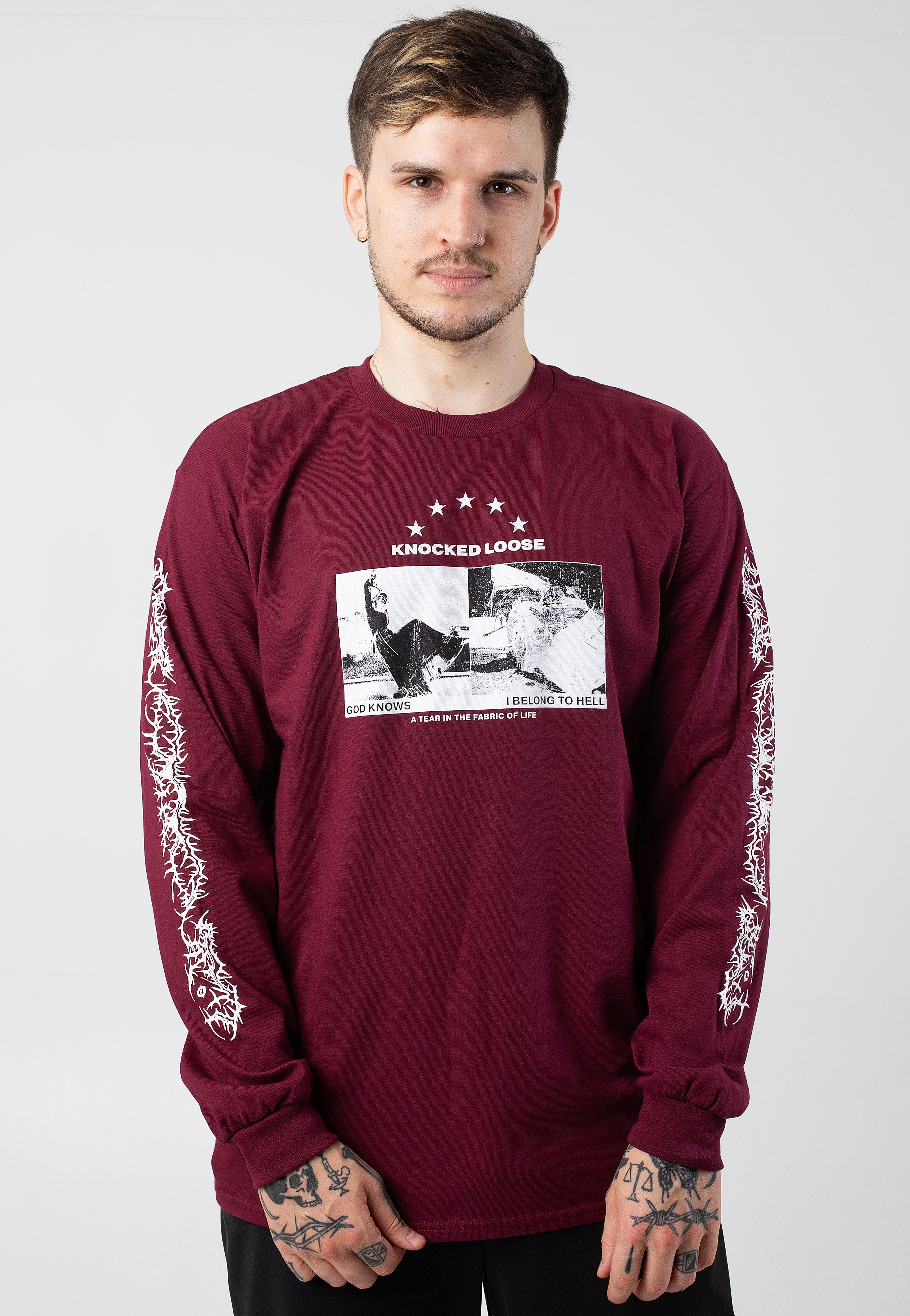 Knocked Loose - God Knows Burgundy - Longsleeve | Men-Image