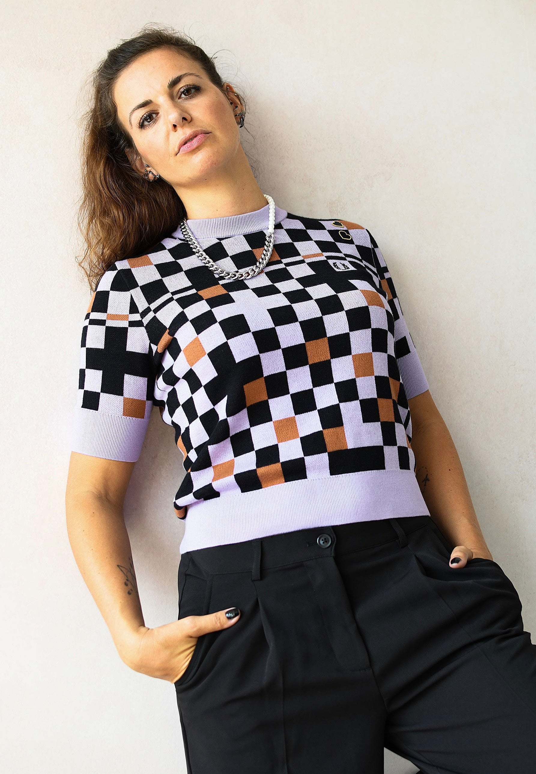 Fred Perry x Amy Winehouse - Jacquard Knitted Ultra Violet - Top | Women-Image