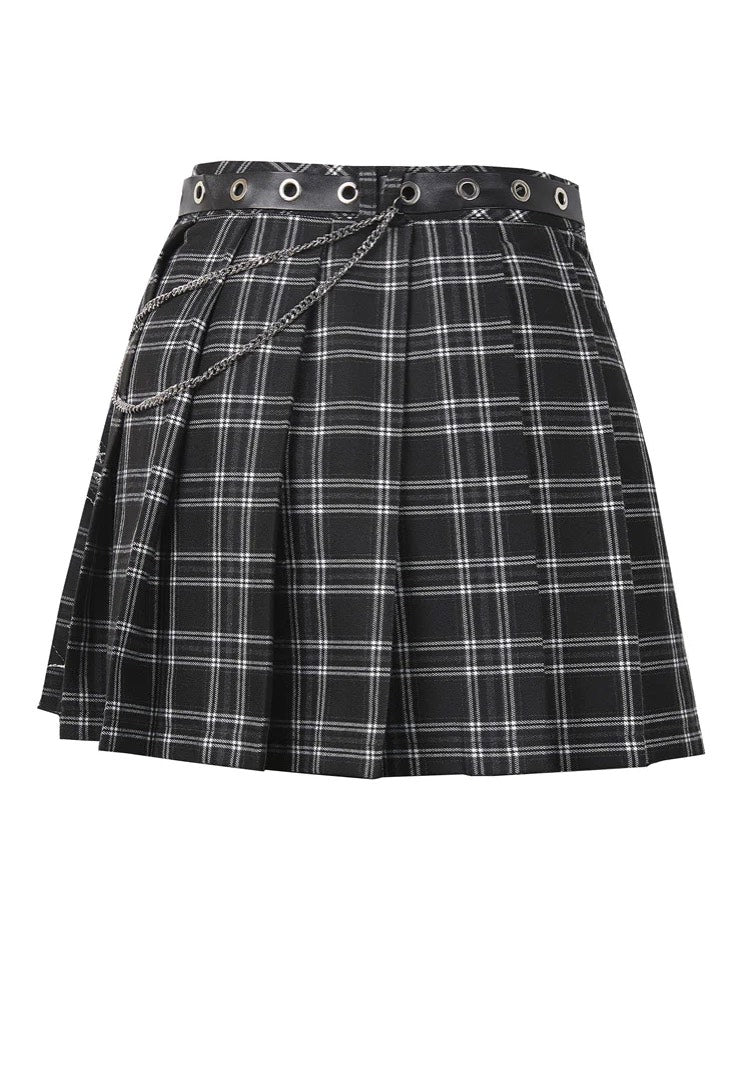 Dark In Love - Pleated Grid Star Mesh Chain - Skirt | Women-Image