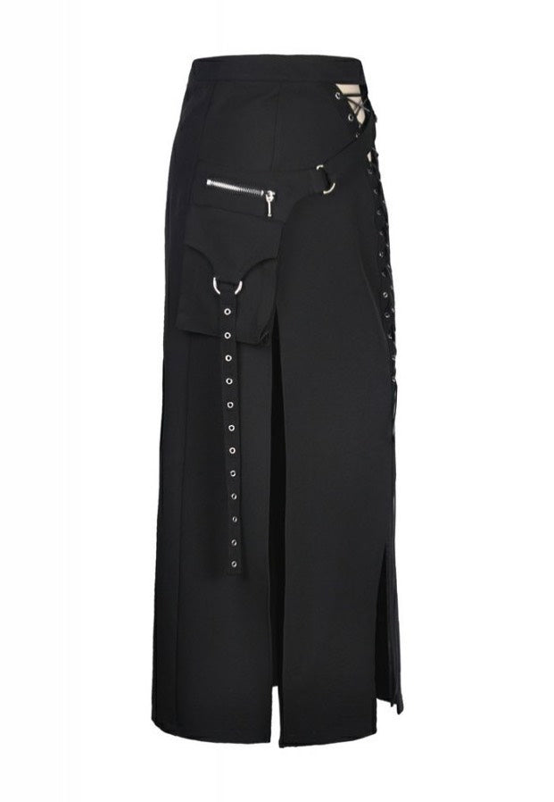 Dark In Love - Punk Sexy Slit Irregular Black - Skirt | Women-Image